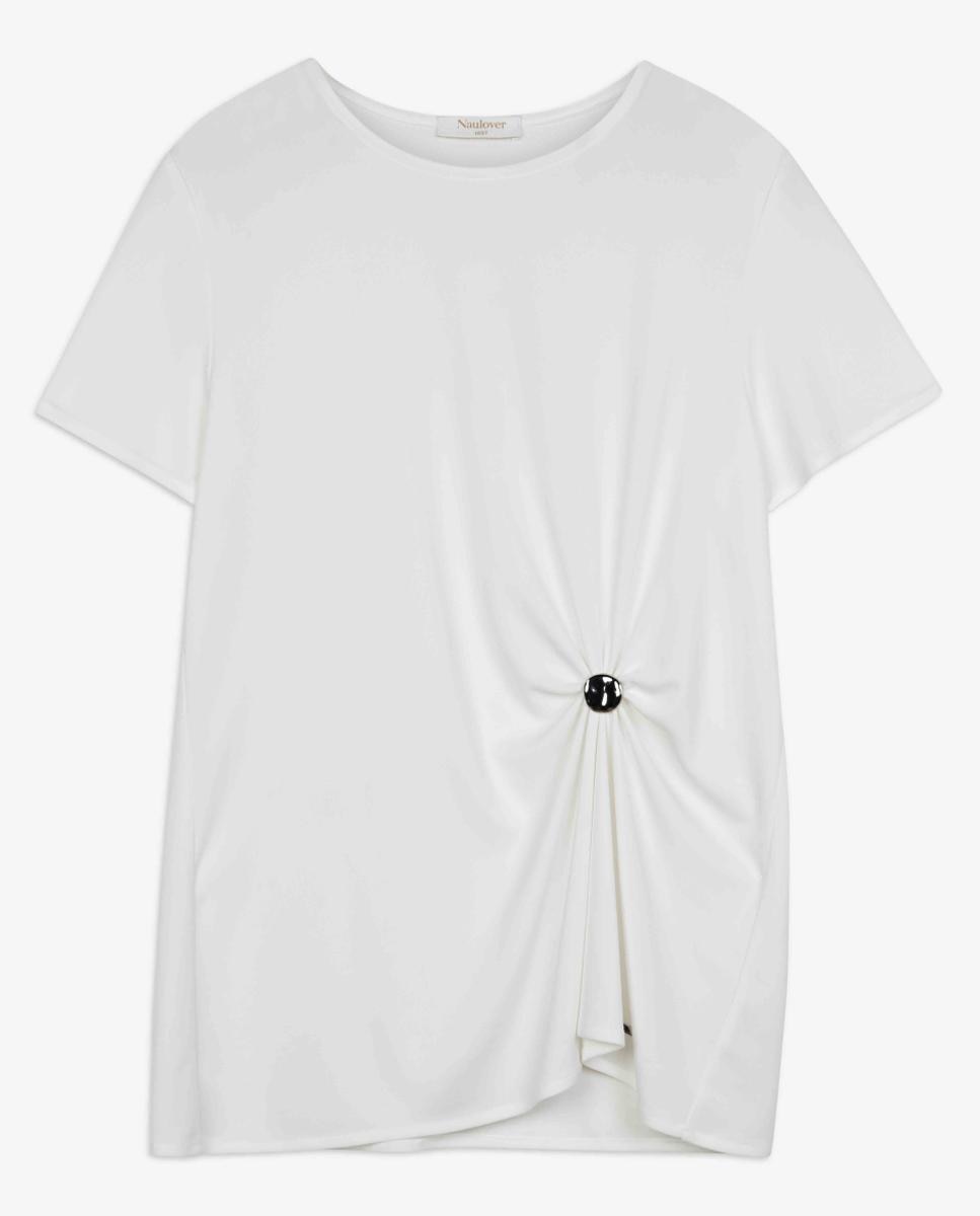 T-shirt de Malha Circular Franzida Cru-5