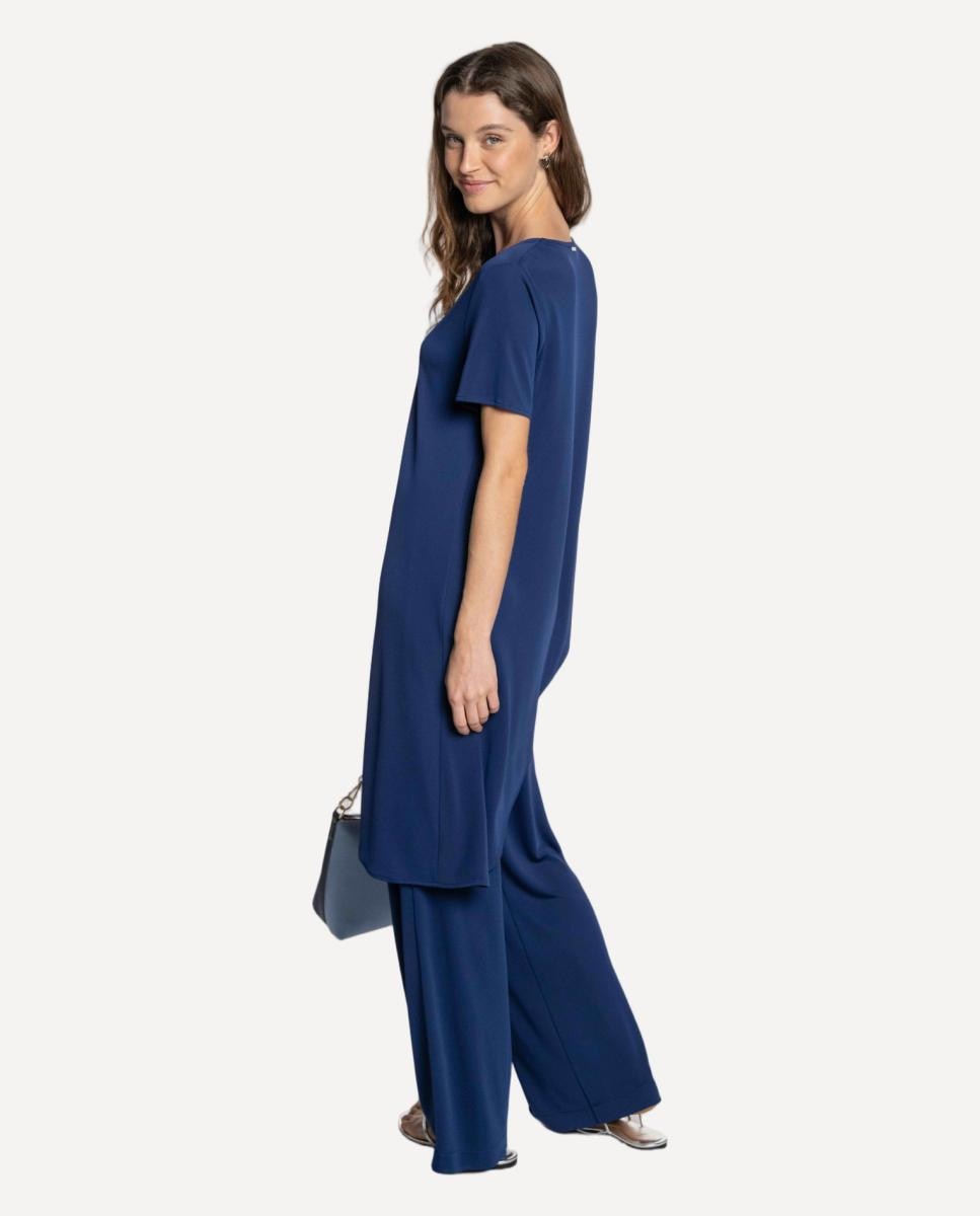 Blusa de Malha Circular Assimétrica Azul-índigo-2
