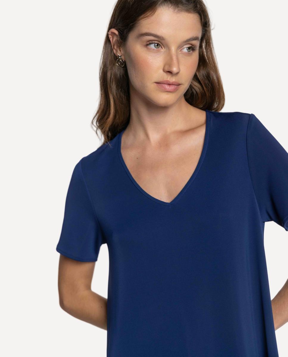 Blusa de Malha Circular Assimétrica Azul-índigo-3