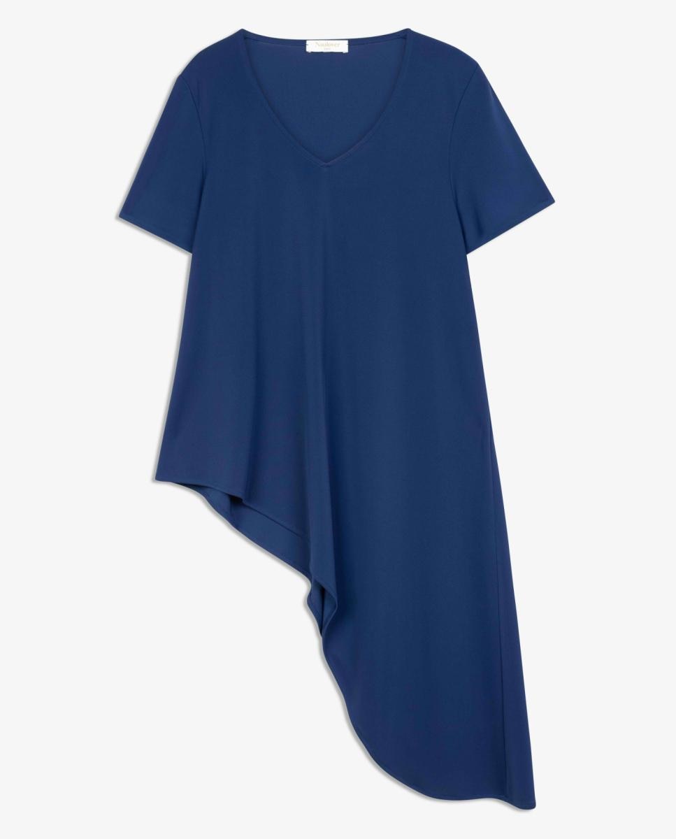 Blusa de Malha Circular Assimétrica Azul-índigo-4