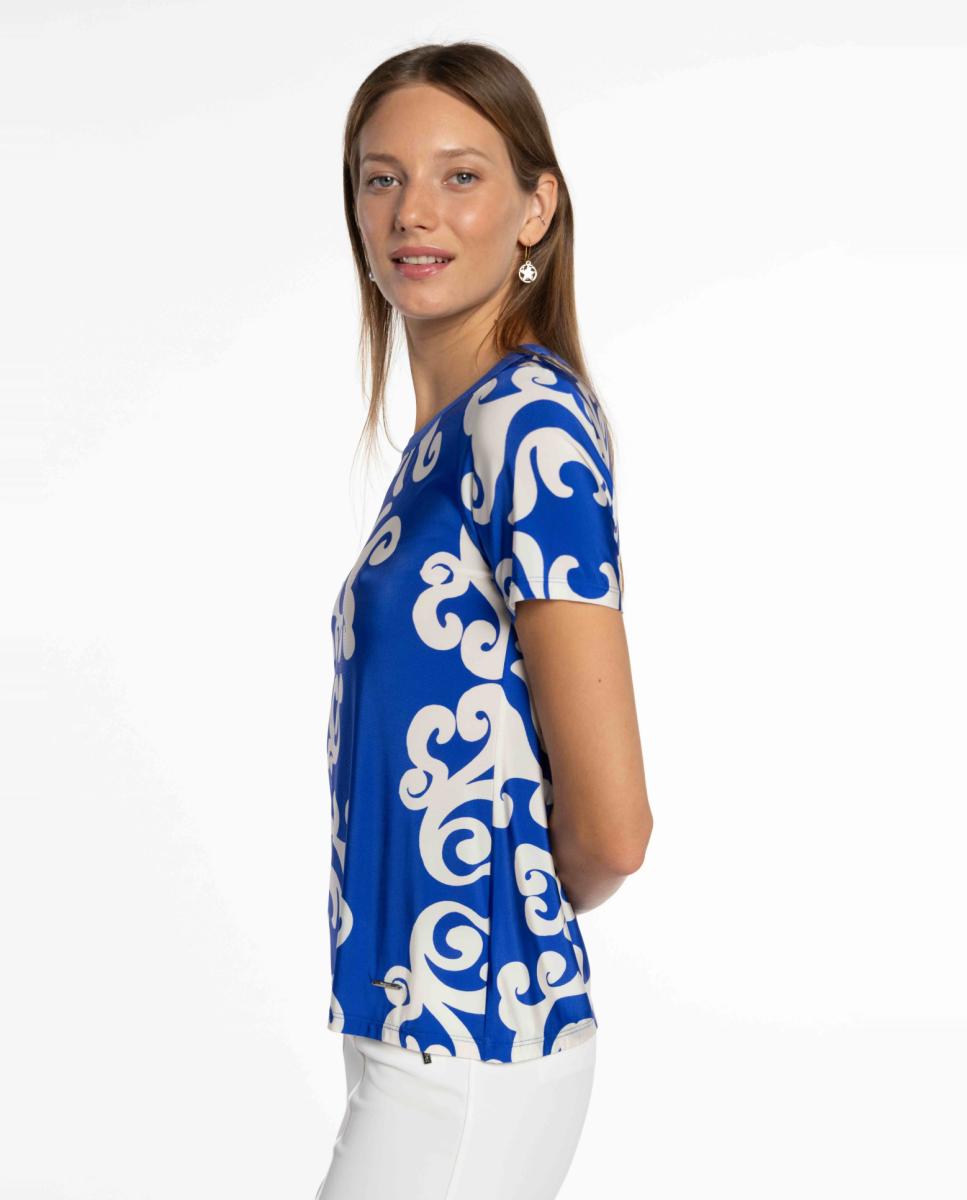T-shirt de Malha Circular Estampada Azul-3