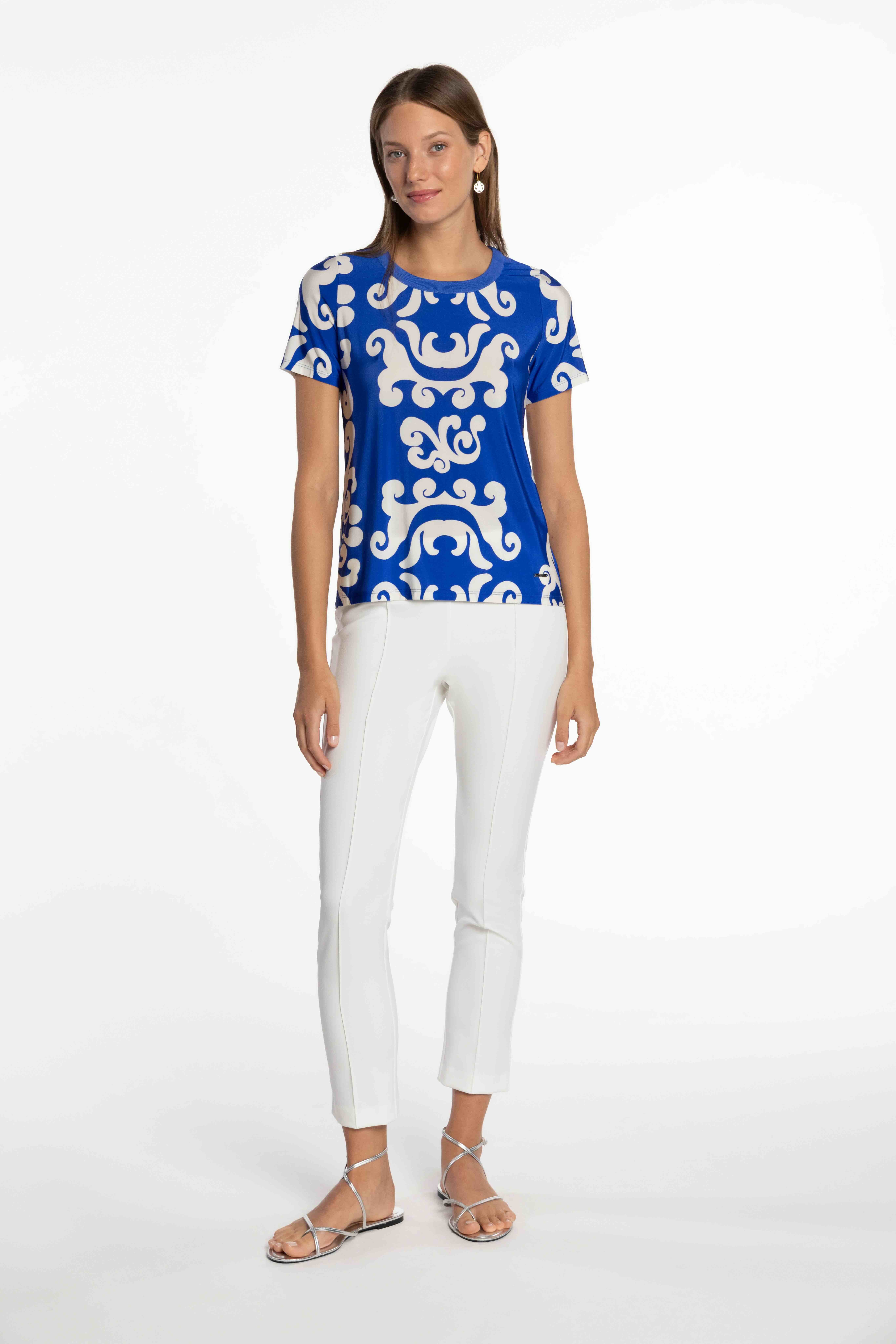T-shirt de Malha Circular Estampada Azul-6