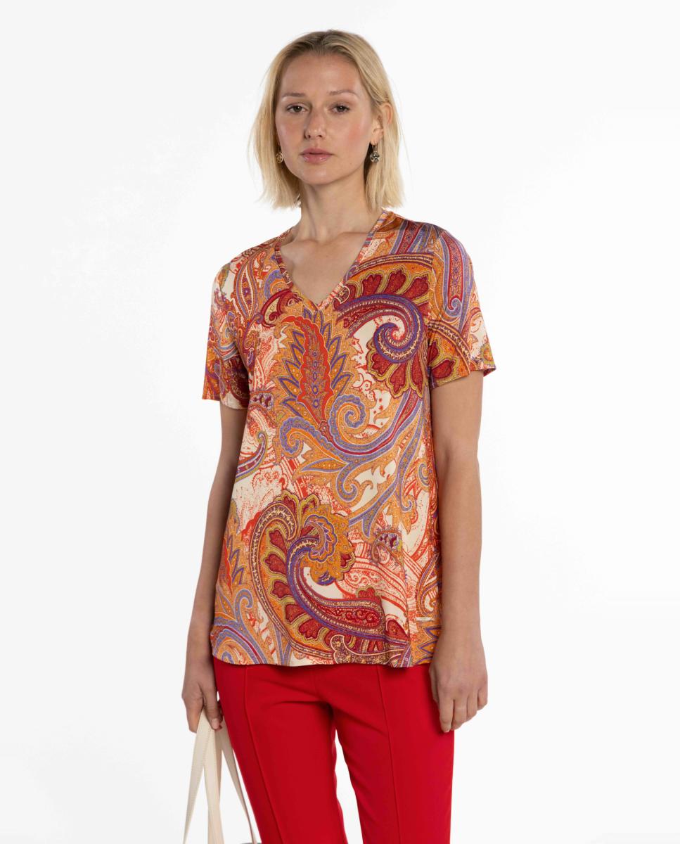 Imagem 0 de T-shirt de Malha Circular com Estampado Paisley.