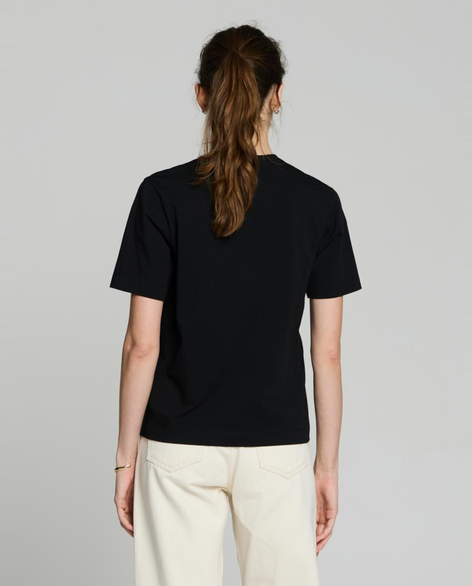 T-shirt de mulher com manga curta Preto-2
