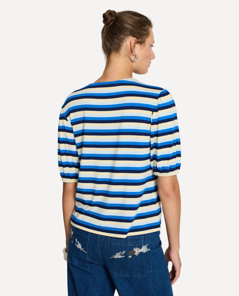 T-shirt com Mangas em Balão Azul-marinho-2