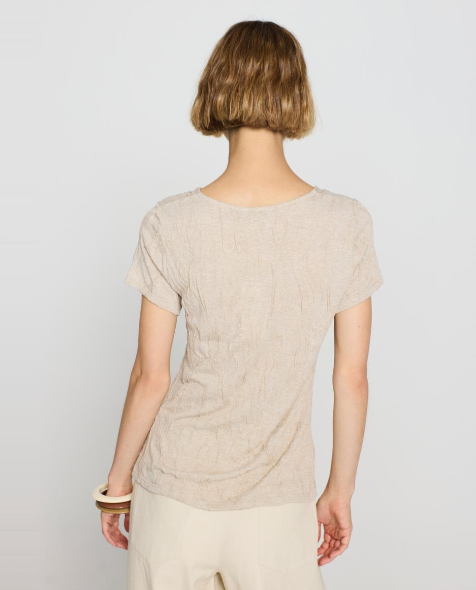 T-shirt com Textura Creme-2