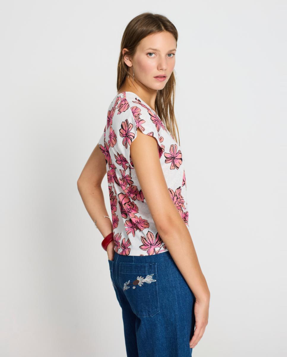 T-shirt com Pregas no Ombro Rosa-claro-2