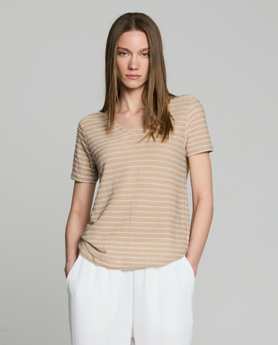T-shirt de mulher com manga curta Creme-1