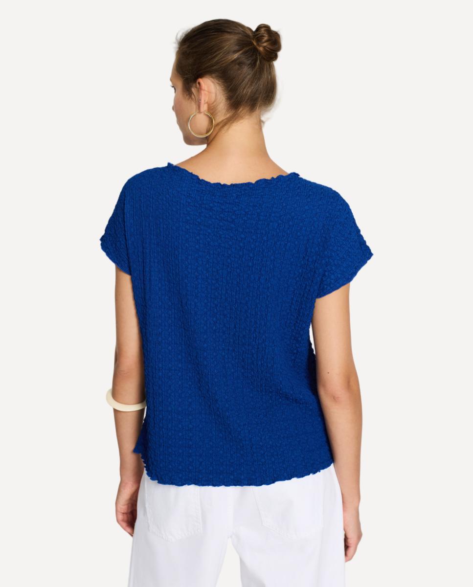 T-shirt com Textura e sem Mangas Azul-índigo-2