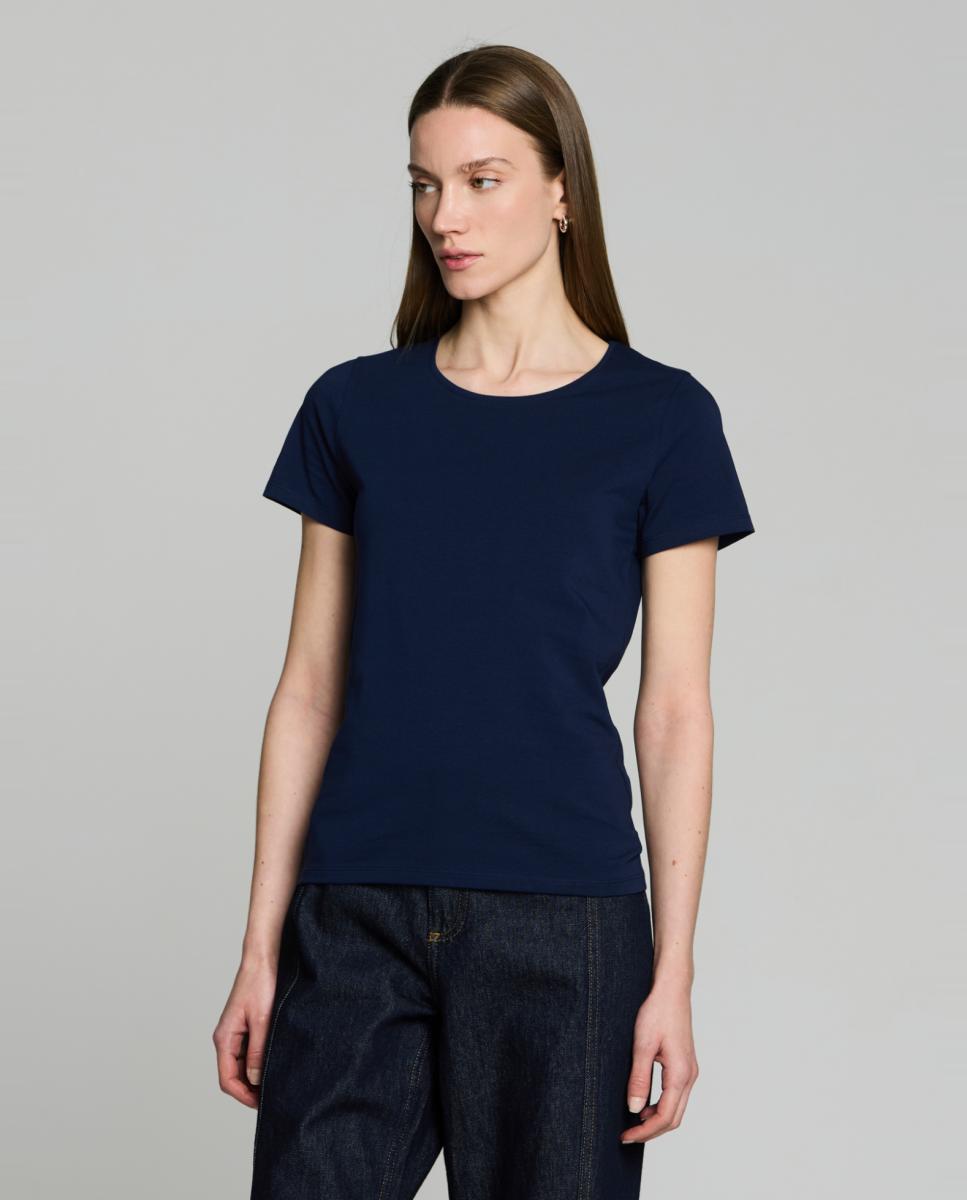 Camiseta básica de mujer cuello redondo manga corta - Escorpion - Azul marino Azul marino-1