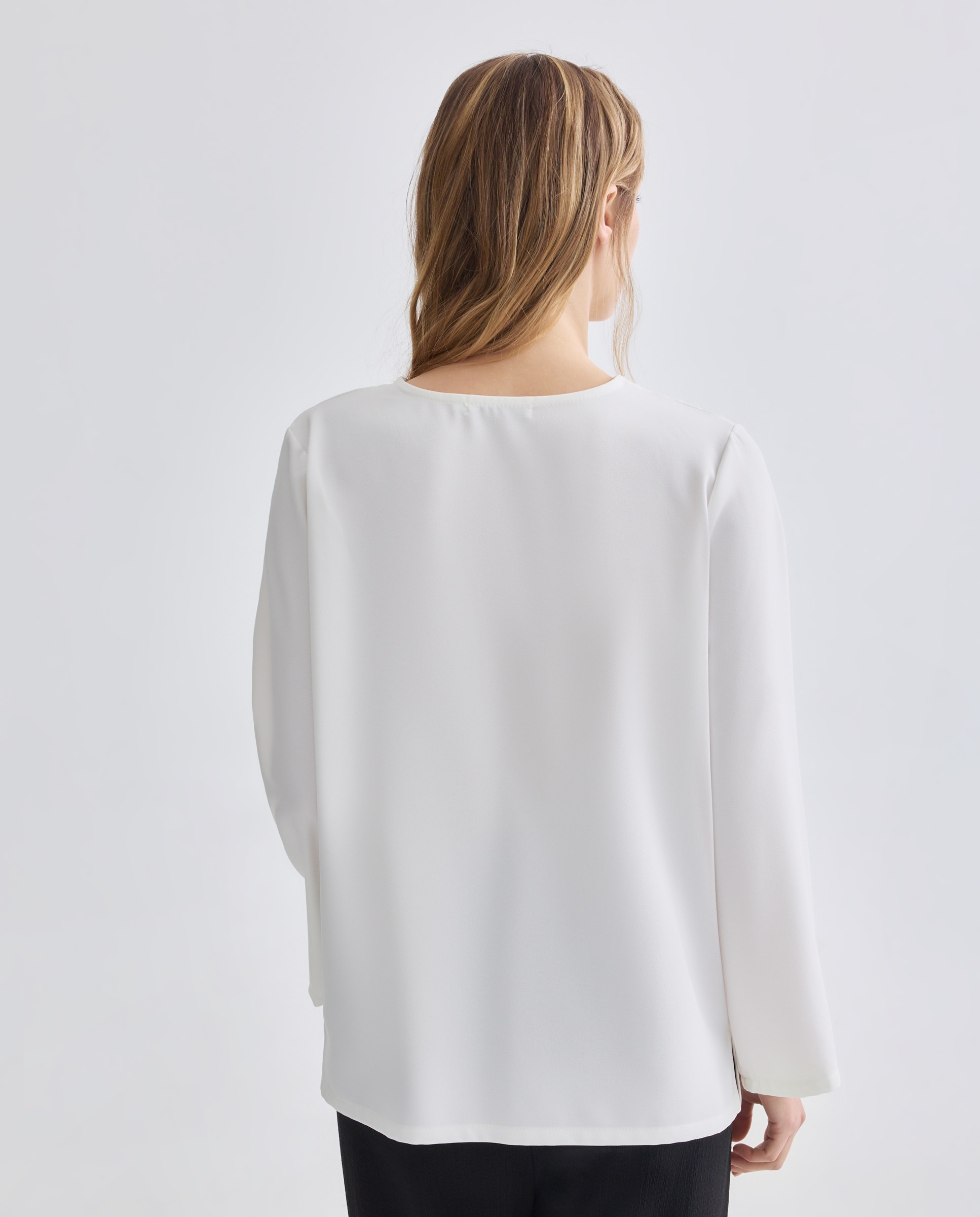T-shirt Ampla em Tecido Bomba Branco-3