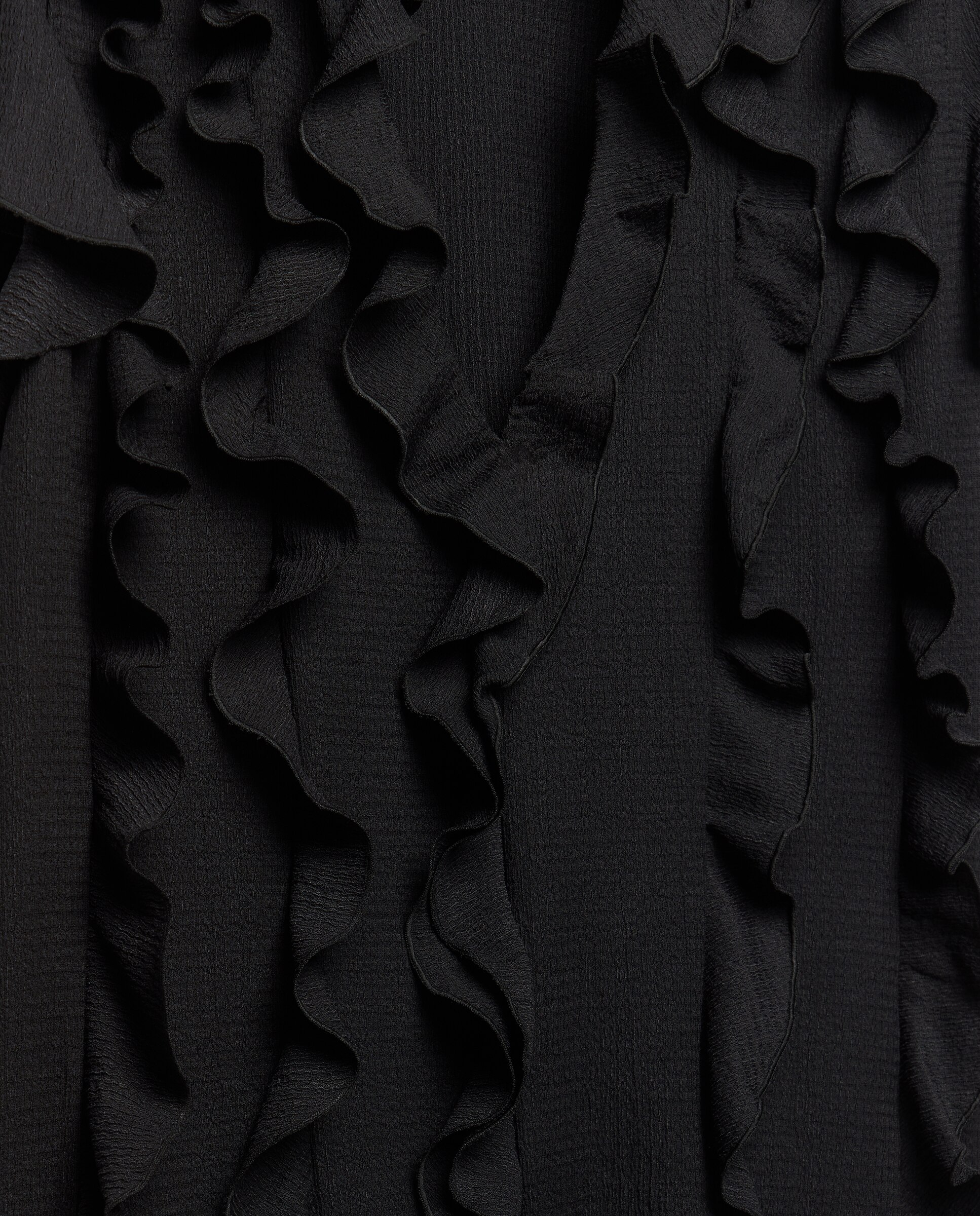 Blusa Sem Mangas com Decote em Bico e Folhos Preto-5