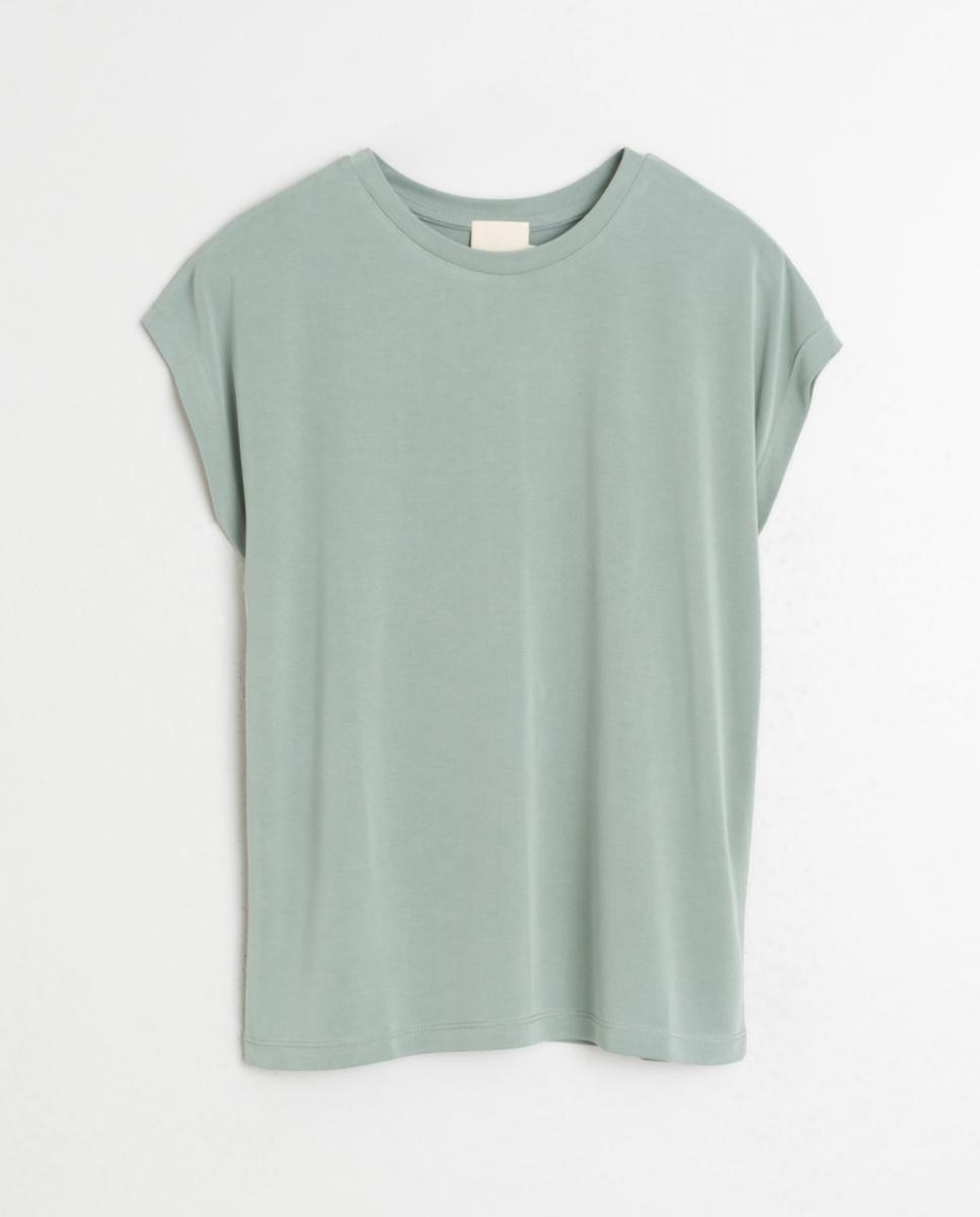 T-shirt de mulher com decote redondo e manga curta Verde-claro-4