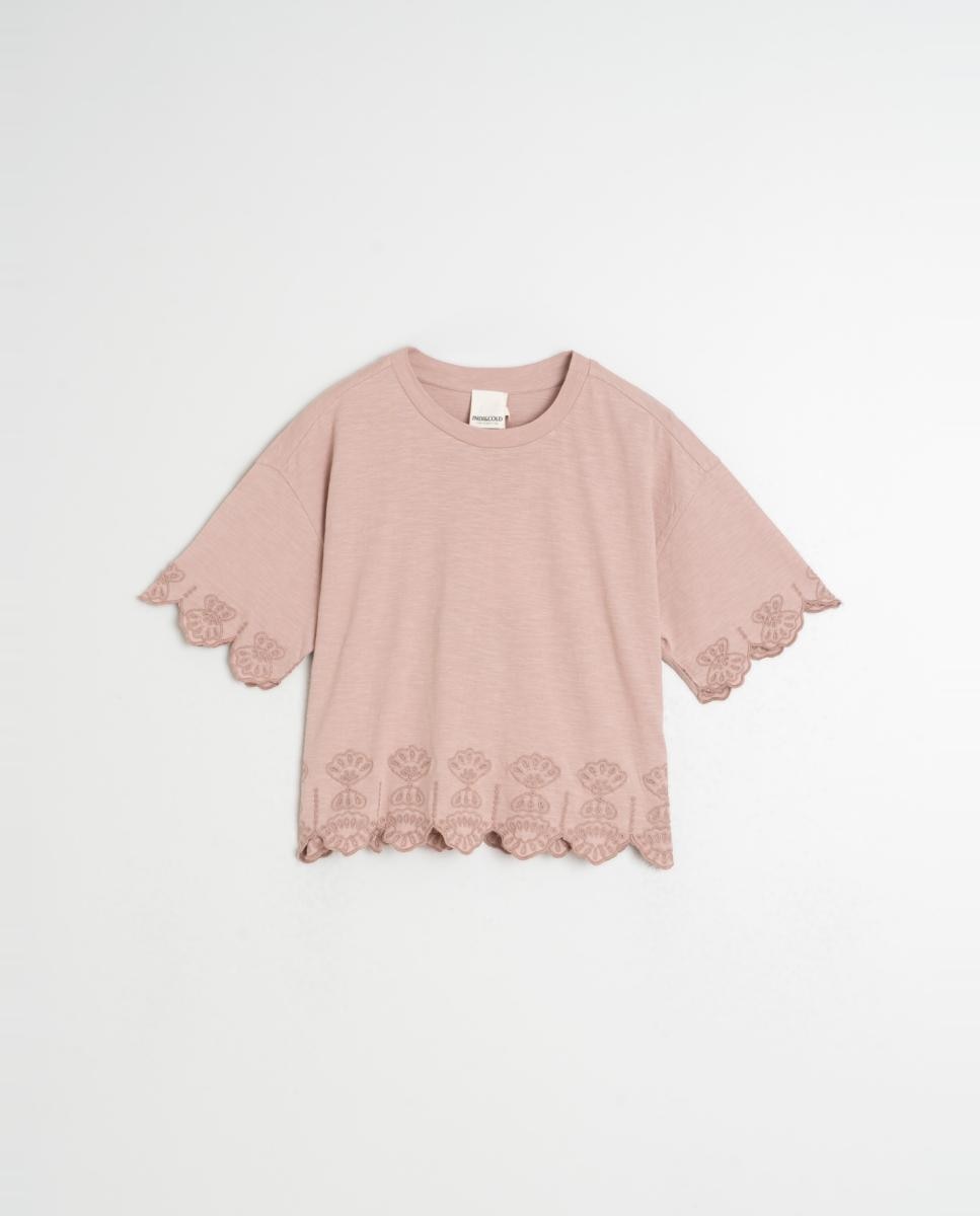T-shirt de mulher com decote redondo e manga curta Nude-4