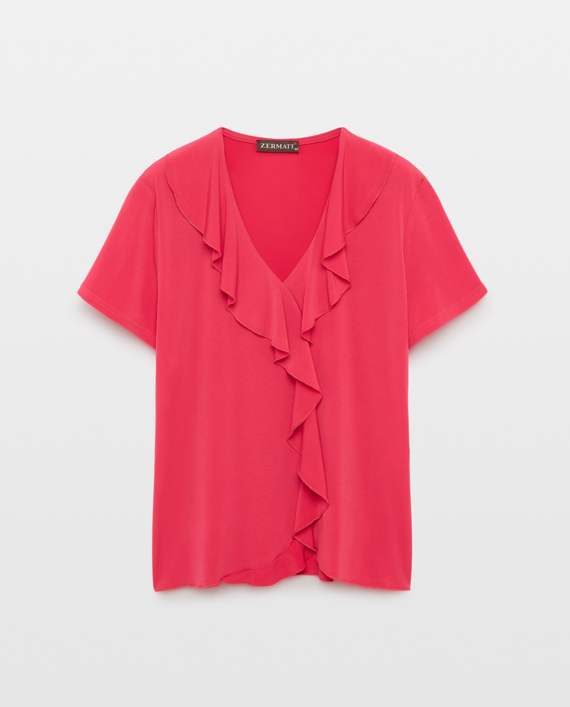 T-shirt lisa de mulher com manga curta Vermelho-4