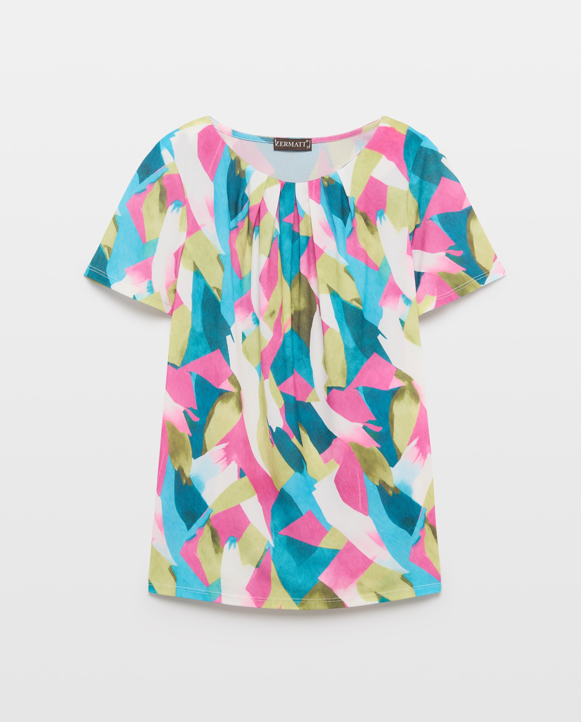 T-shirt estampada de mulher com manga curta Multicolor-4