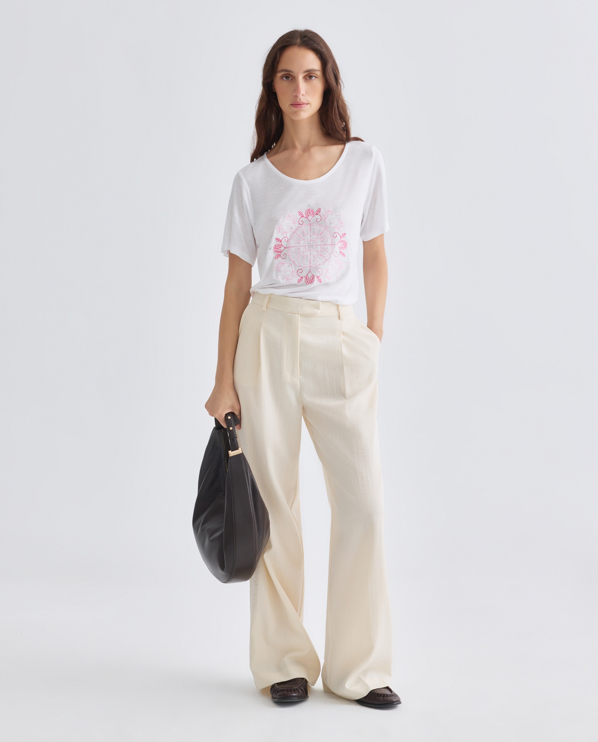 T-shirt de mulher com manga curta Rosa-2