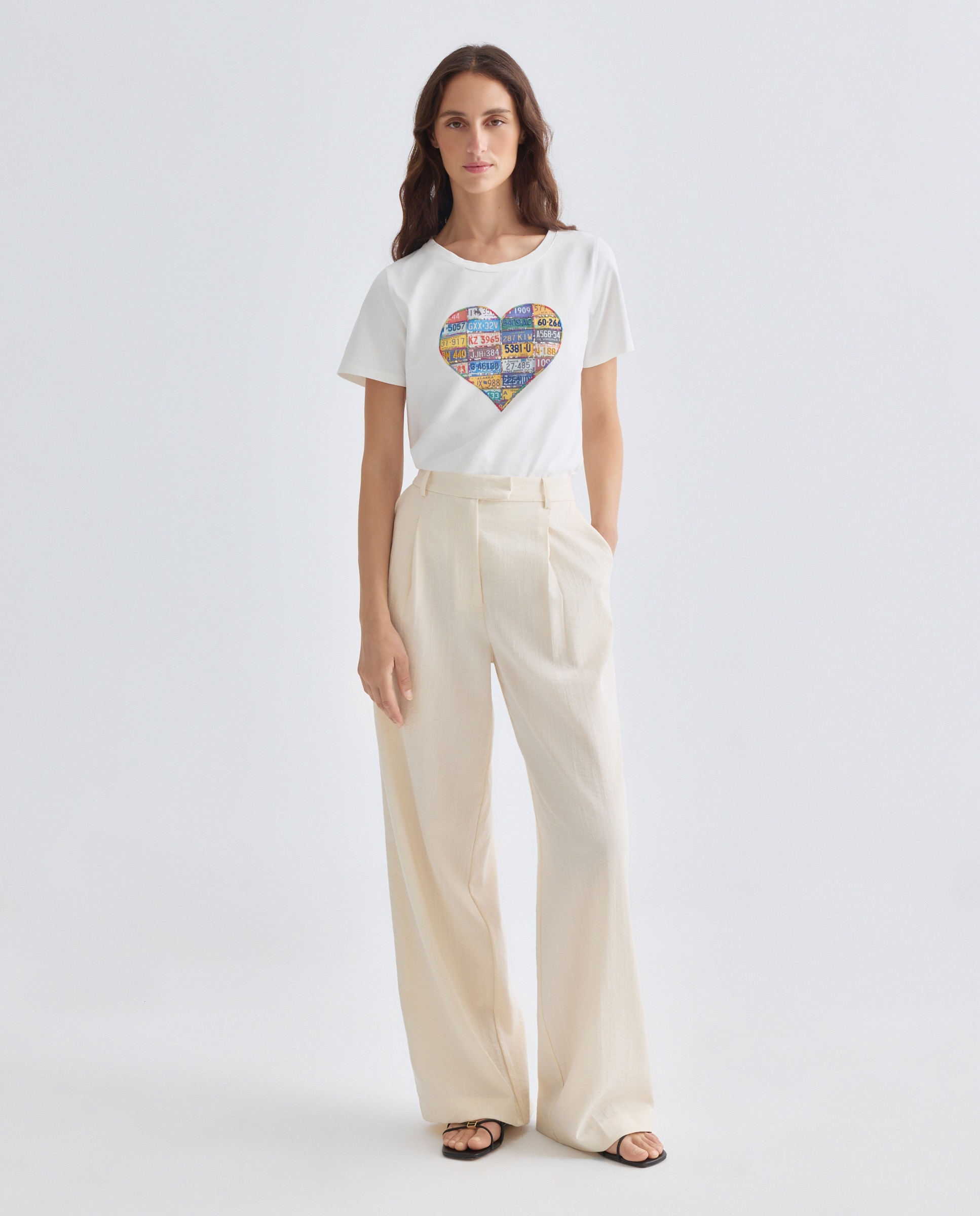 T-shirt de mulher com manga curta Branco-2