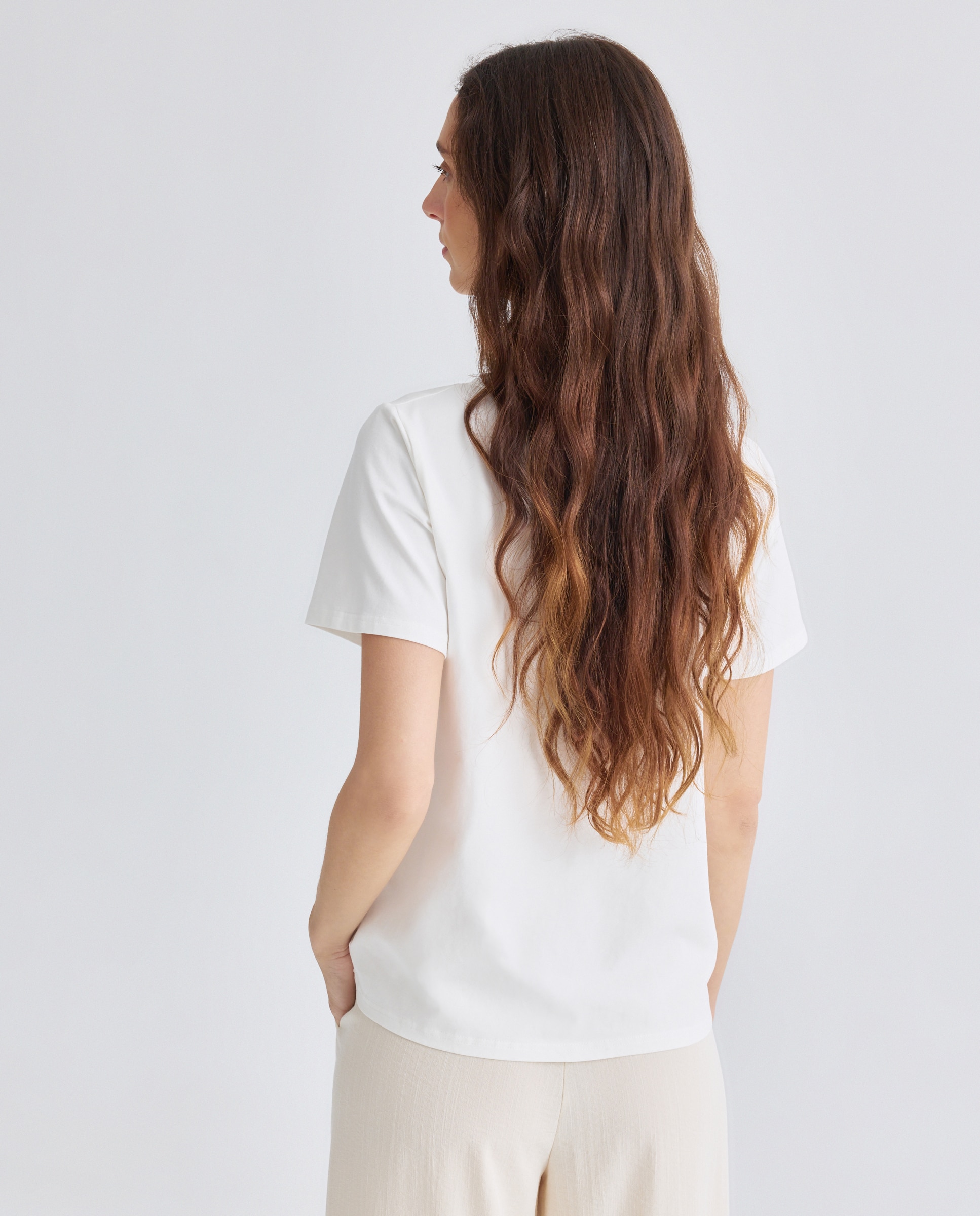 T-shirt de mulher com manga curta Branco-3