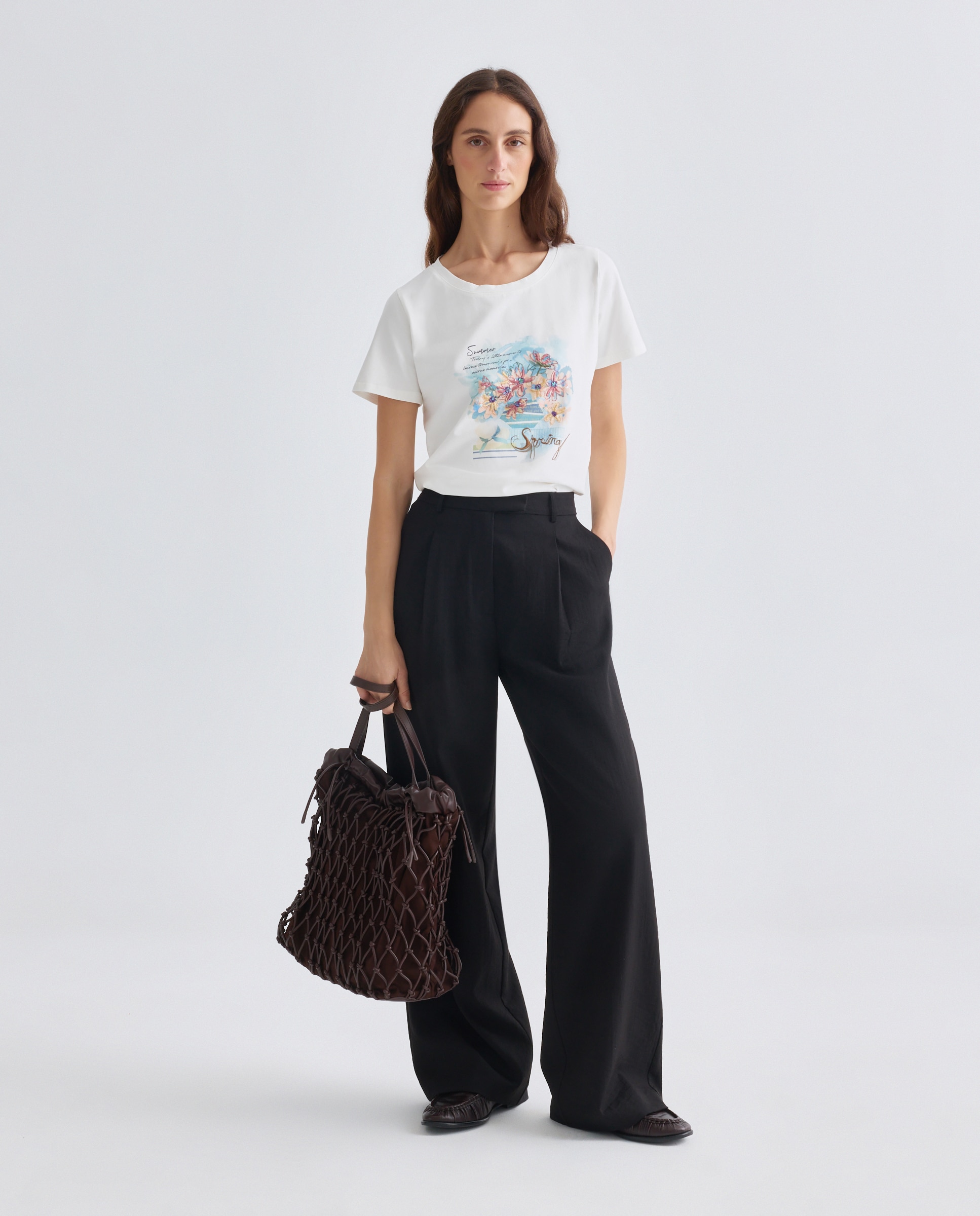T-shirt de mulher com manga curta Branco-2