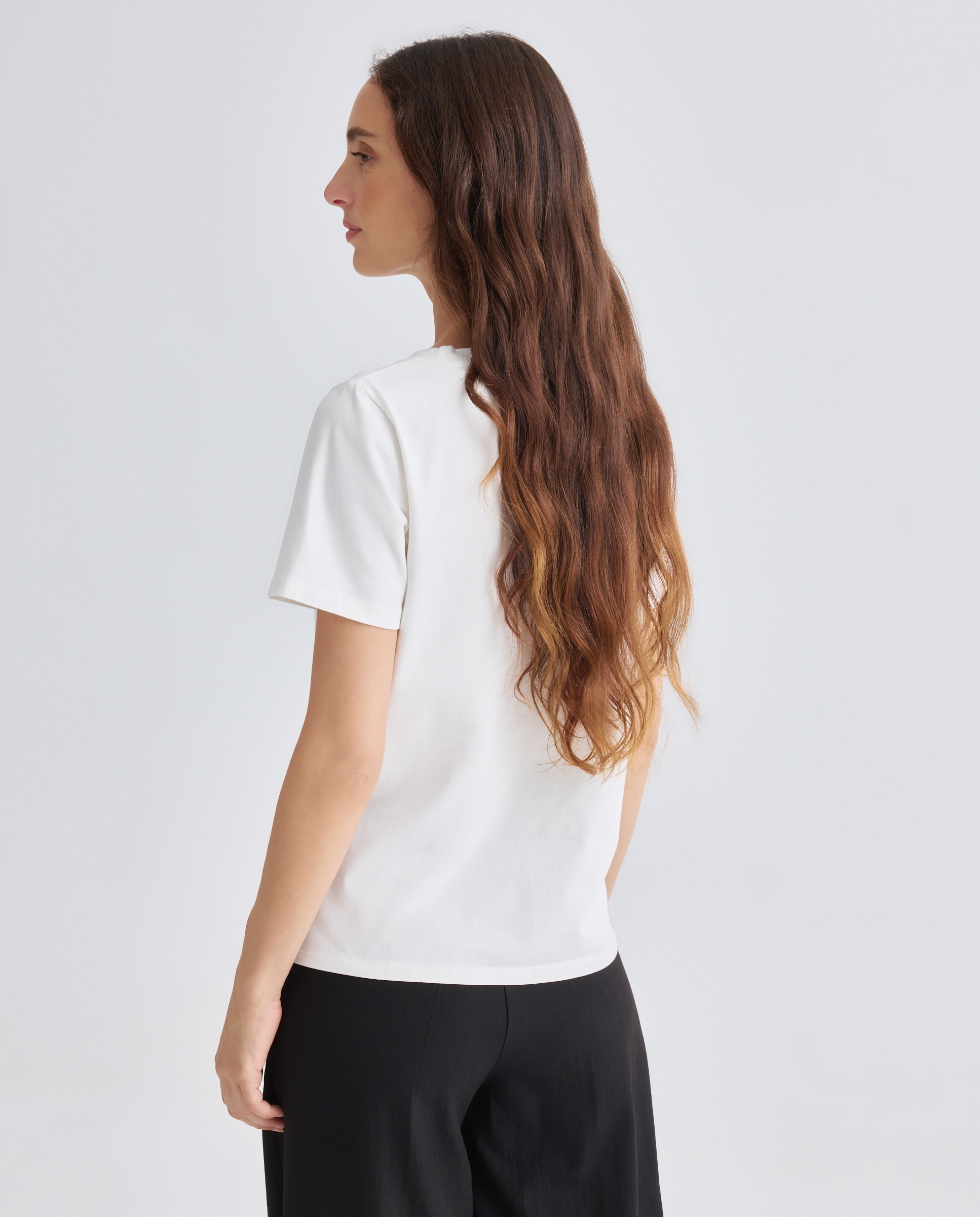 T-shirt de mulher com manga curta Branco-3