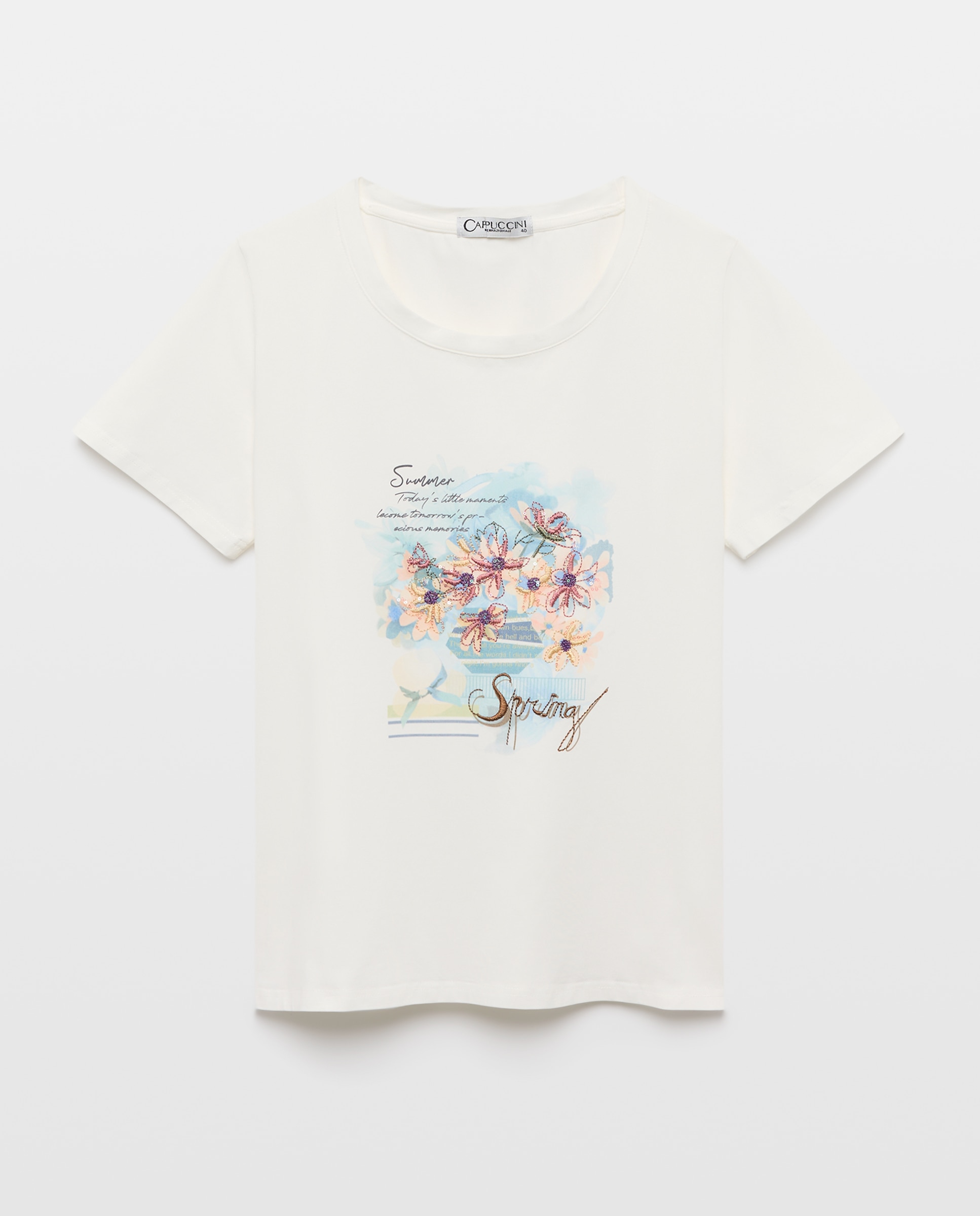 T-shirt de mulher com manga curta Branco-4