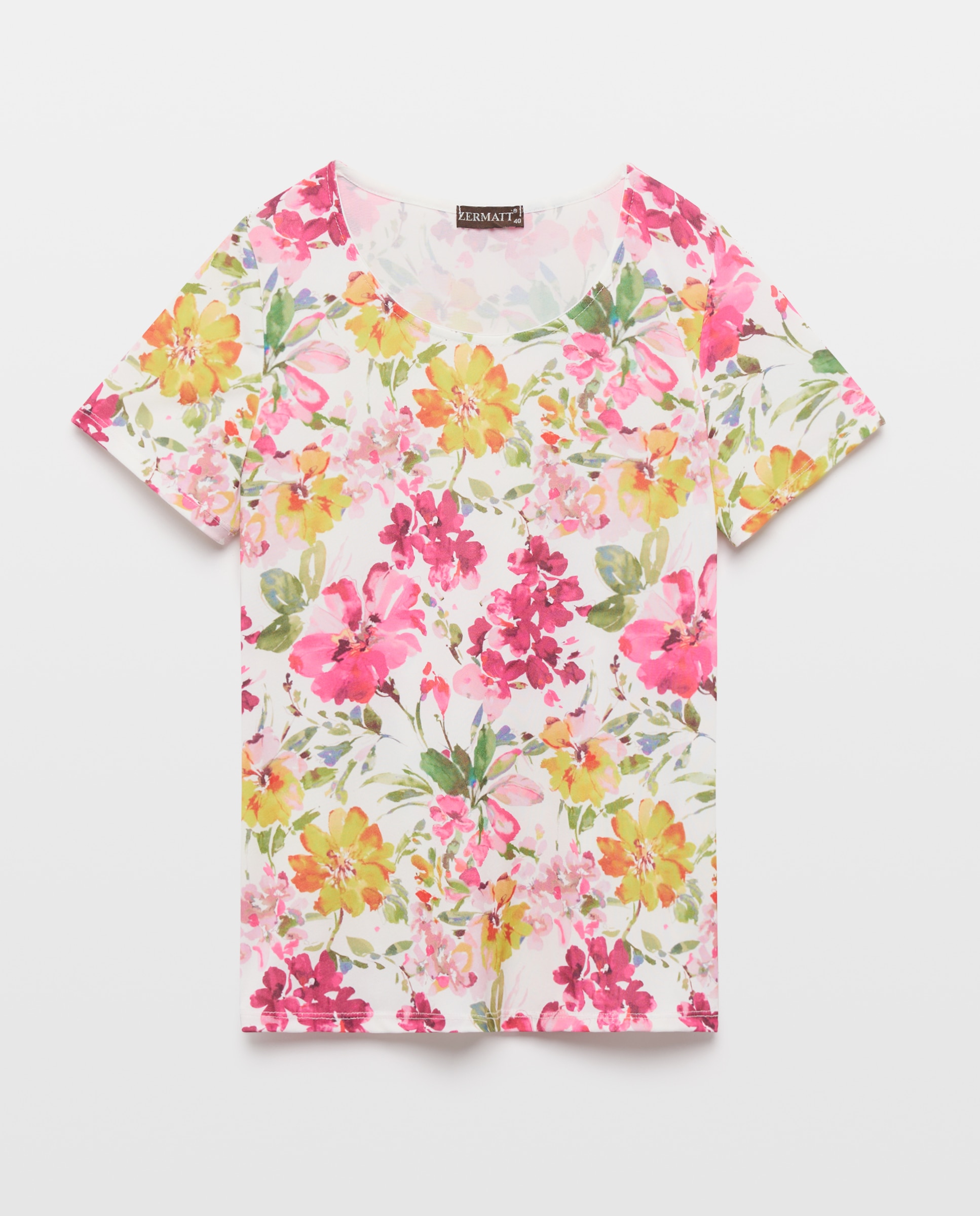 T-shirt Estampada com Manga Curta. Rosa-4