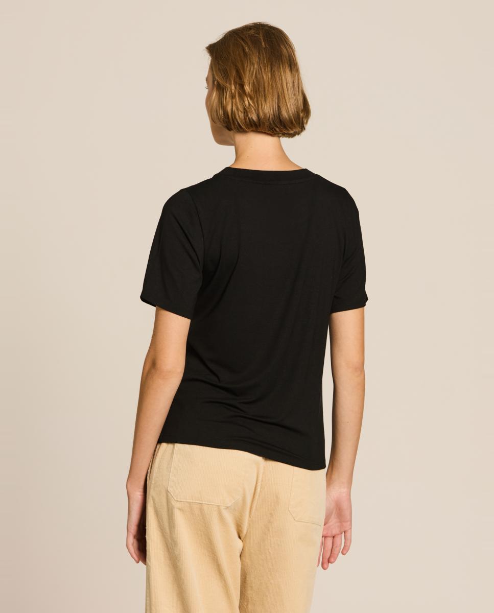 T-shirt de Malha de Viscose Preto-2
