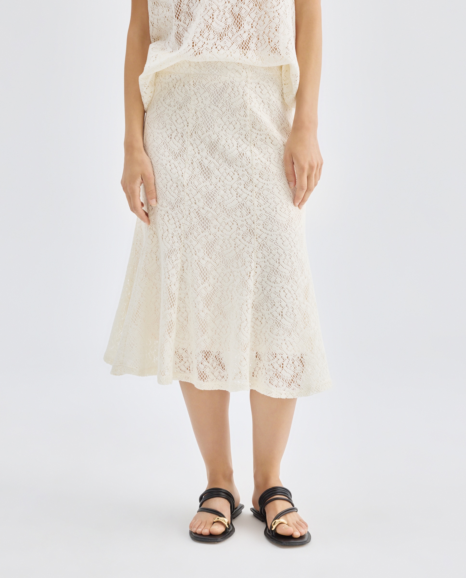 Saia Comprida de Crochet Rendilhada Branco-2