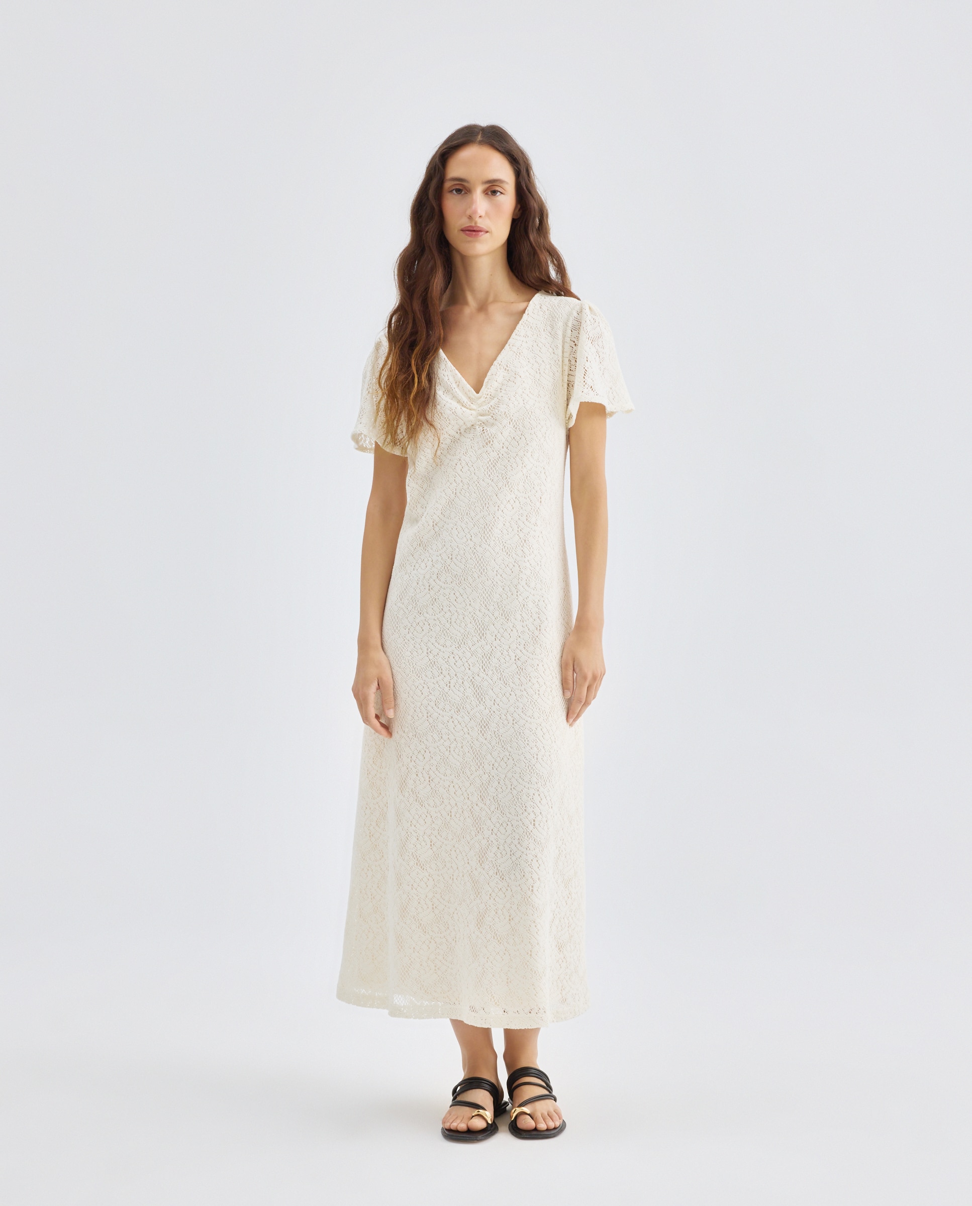 Imagem 0 de Vestido Comprido Rendilhado.