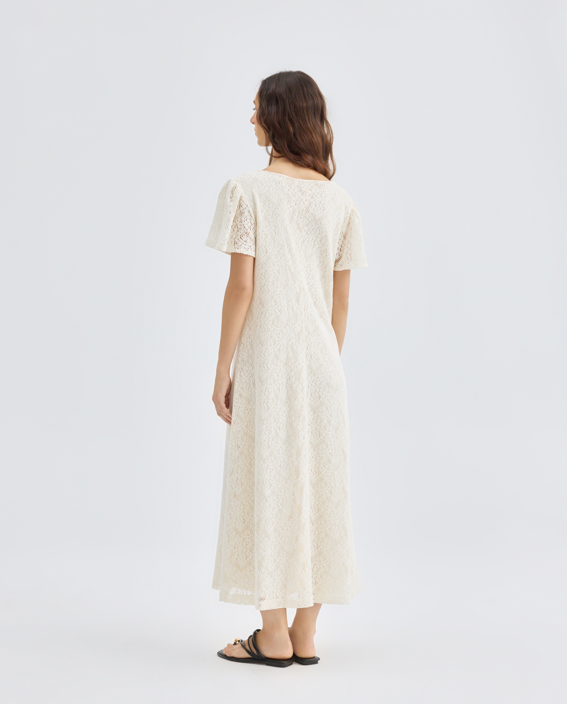 Vestido Comprido Rendilhado Branco-3