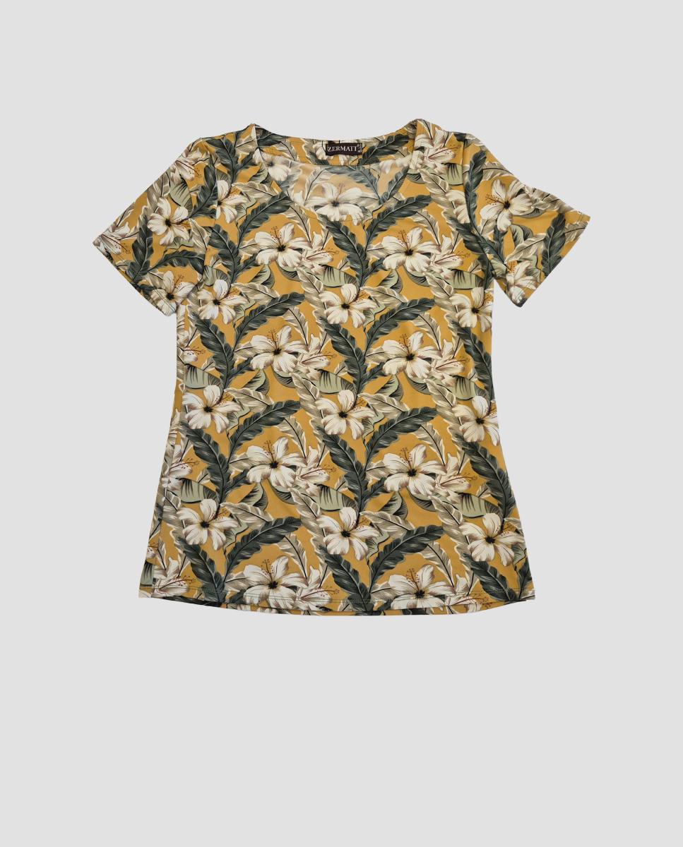 T-shirt Estampada com Manga Curta Caqui-4