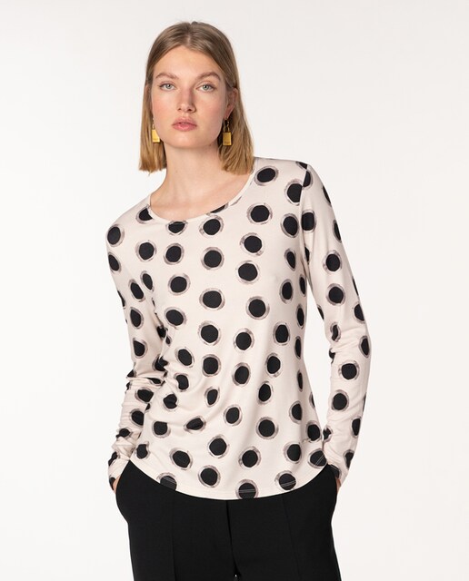 Imagem 0 de T-shirt com Estampado às Bolinhas e Decote Redondo