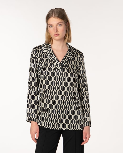 Imagen 0 de Blusón de mujer satén estampado geométrico con cuello camisero