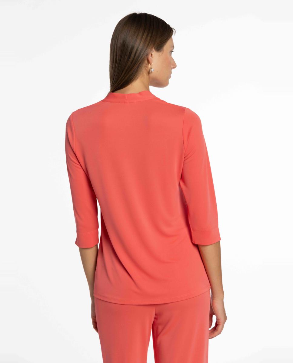 T-shirt de Malha Circular com Prega Central Coral-3