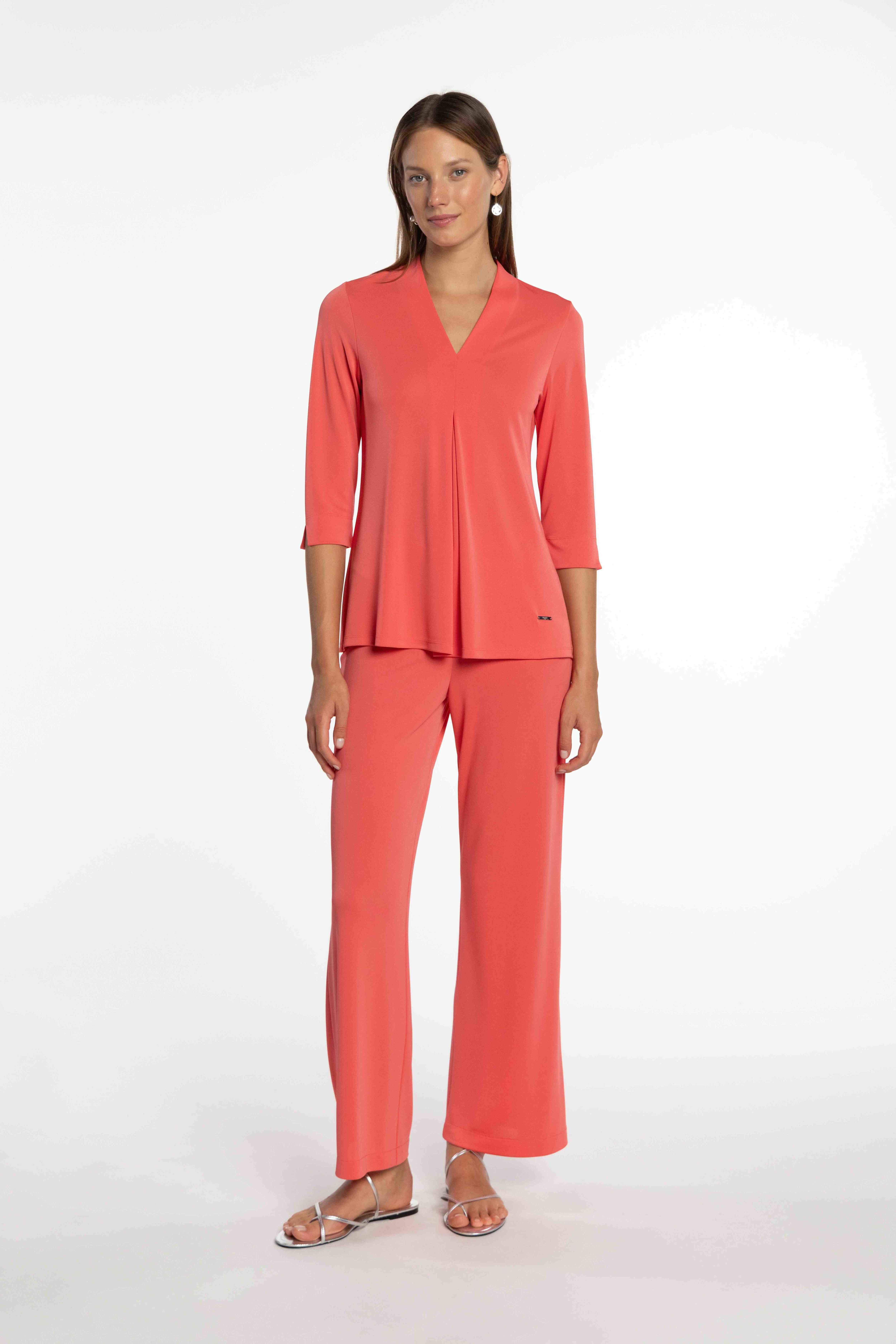 T-shirt de Malha Circular com Prega Central Coral-7