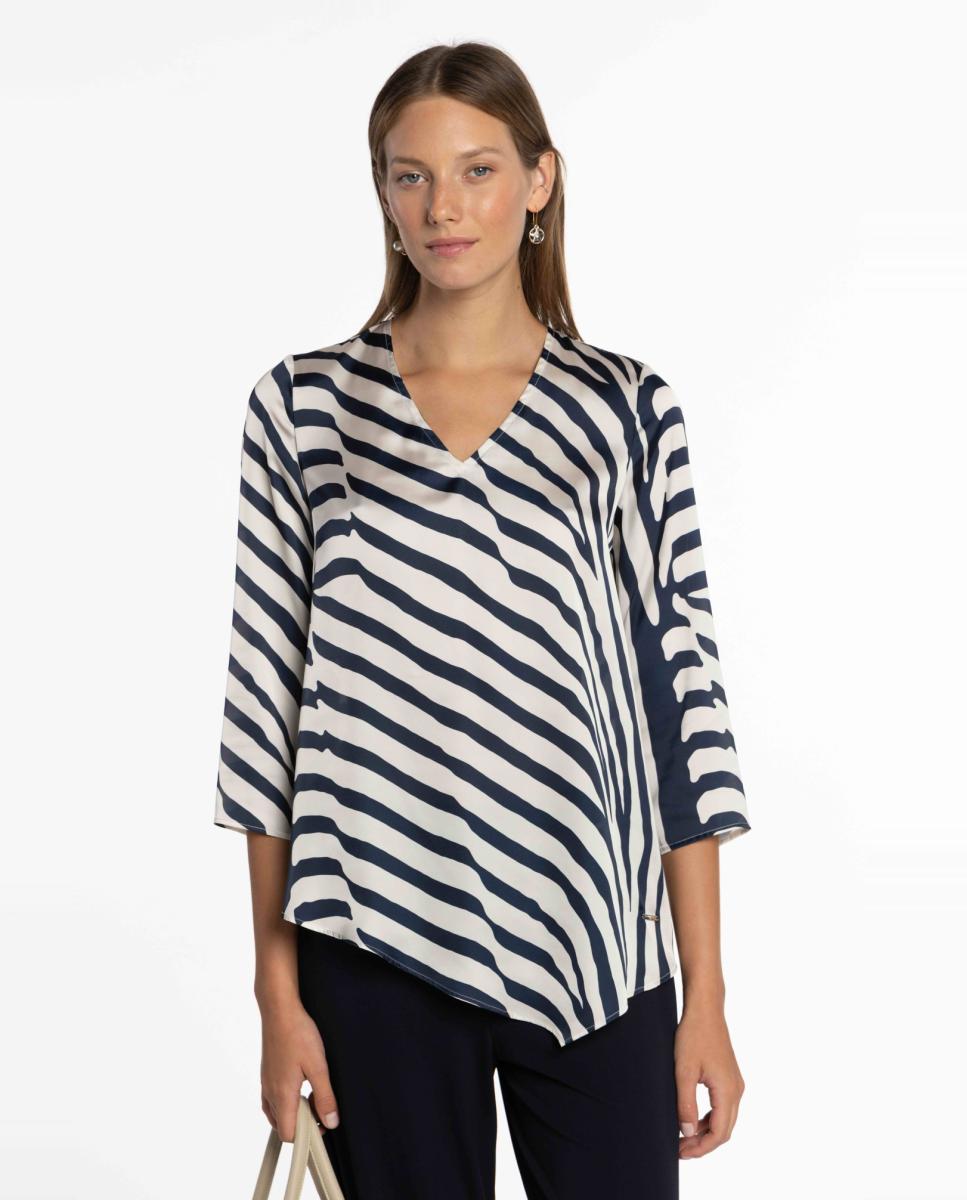 Casaco às riscas com manga comprida Azul-marinho-1