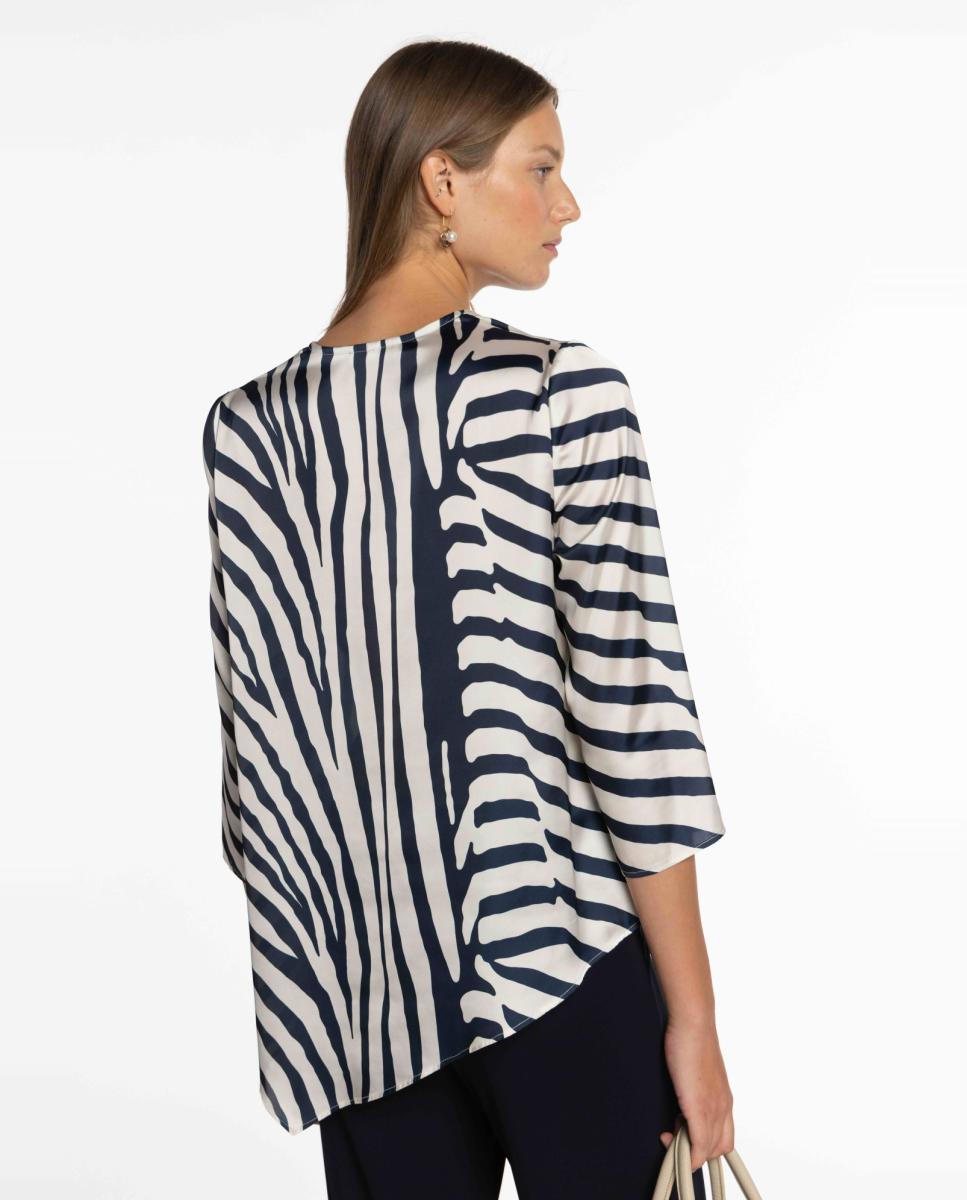 Casaco às riscas com manga comprida Azul-marinho-2