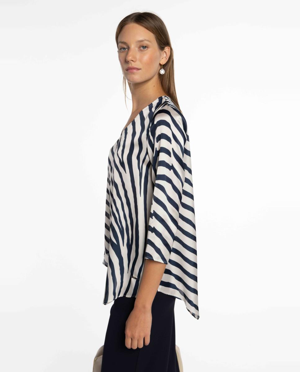 Casaco às riscas com manga comprida Azul-marinho-3