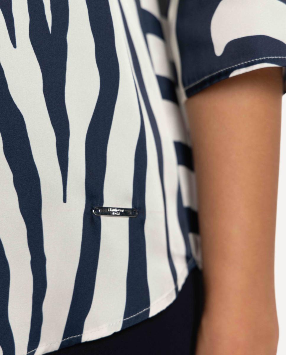 Casaco às riscas com manga comprida Azul-marinho-4