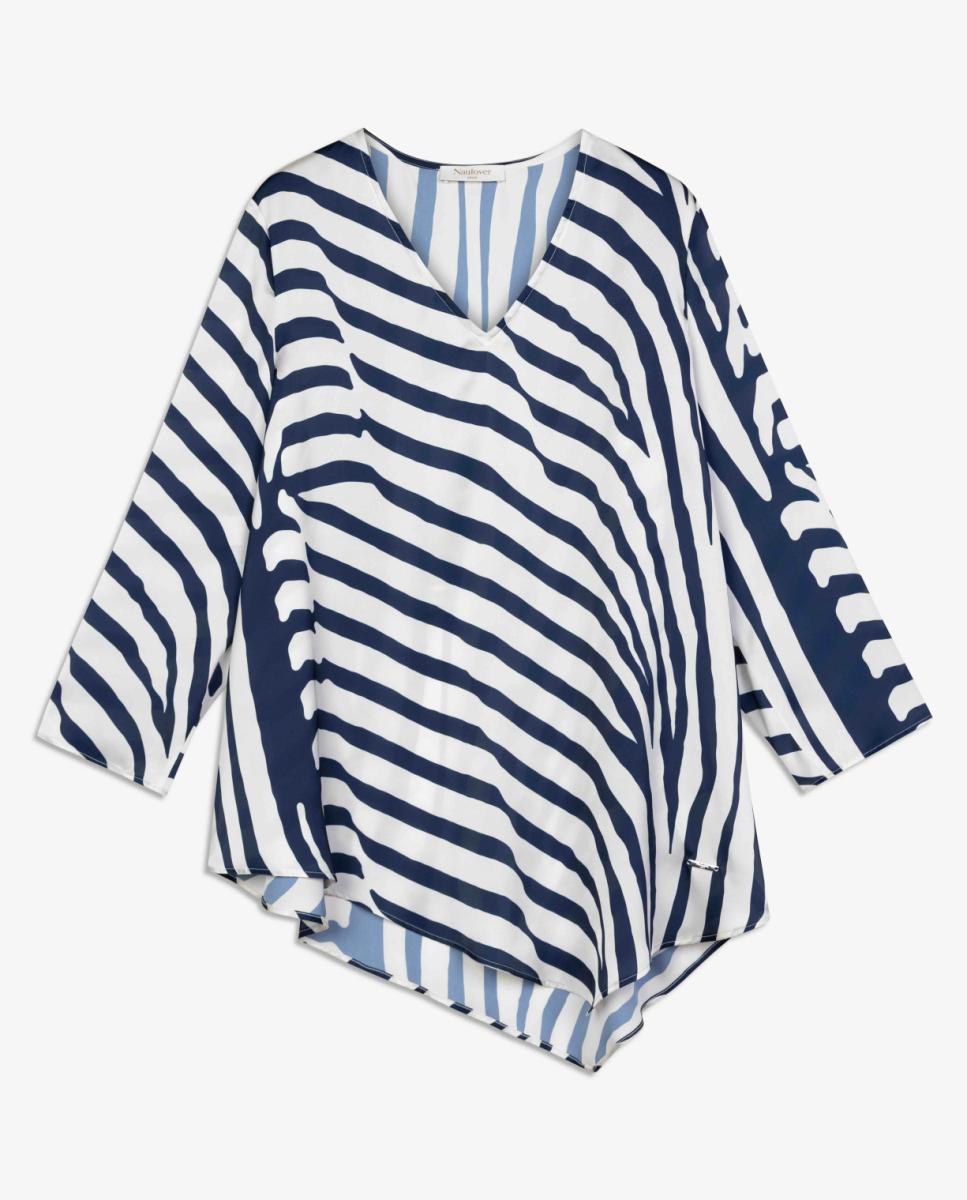 Casaco às riscas com manga comprida Azul-marinho-5