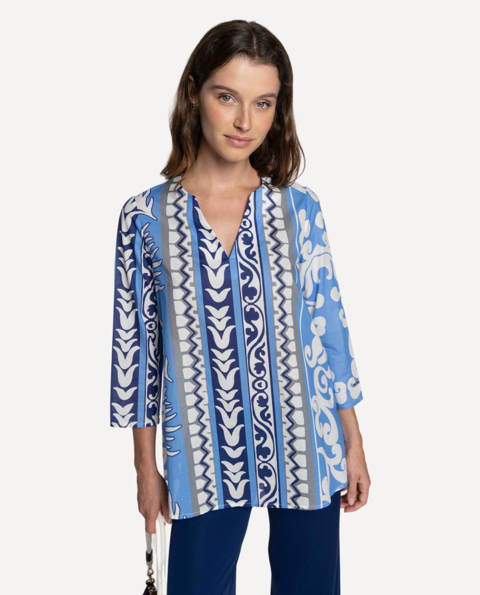 Imagem 0 de Blusa de Voile de Algodão com Estampado