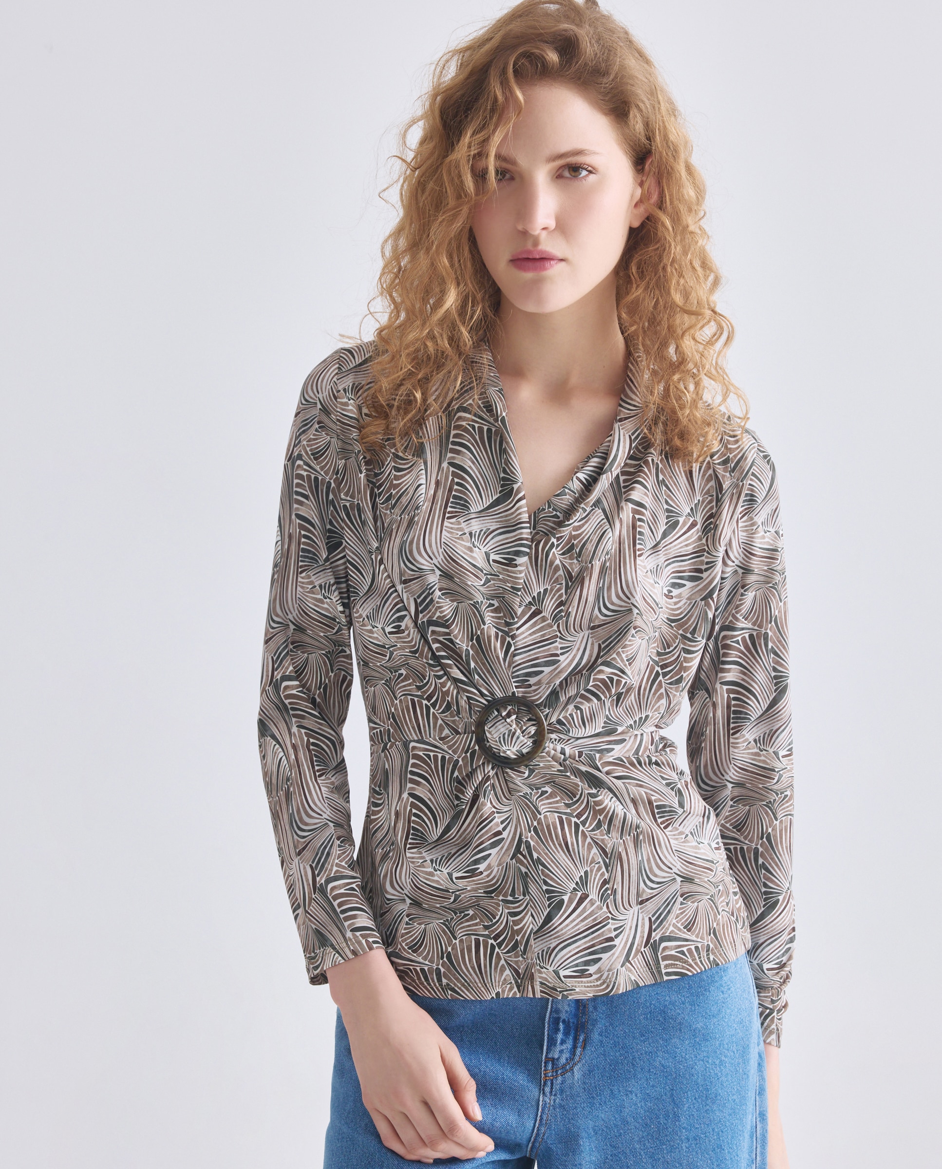 Imagem 0 de Camisola estampada de mulher com manga comprida