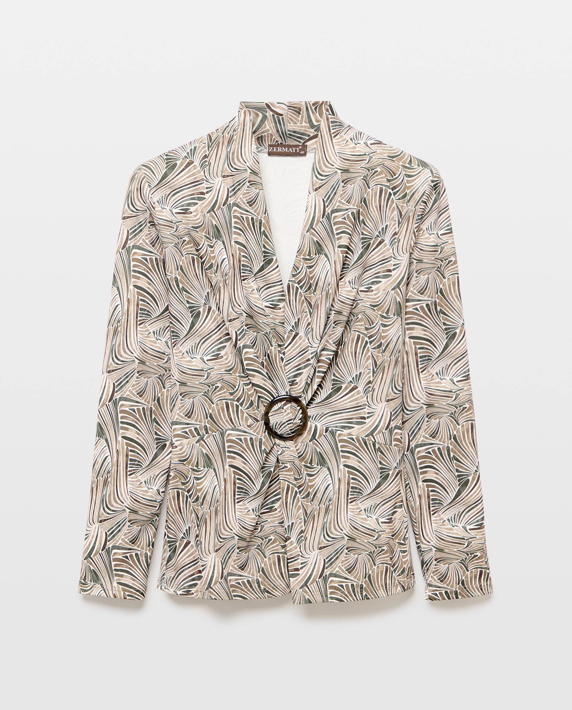 Camisola estampada de mulher com manga comprida Verde-4