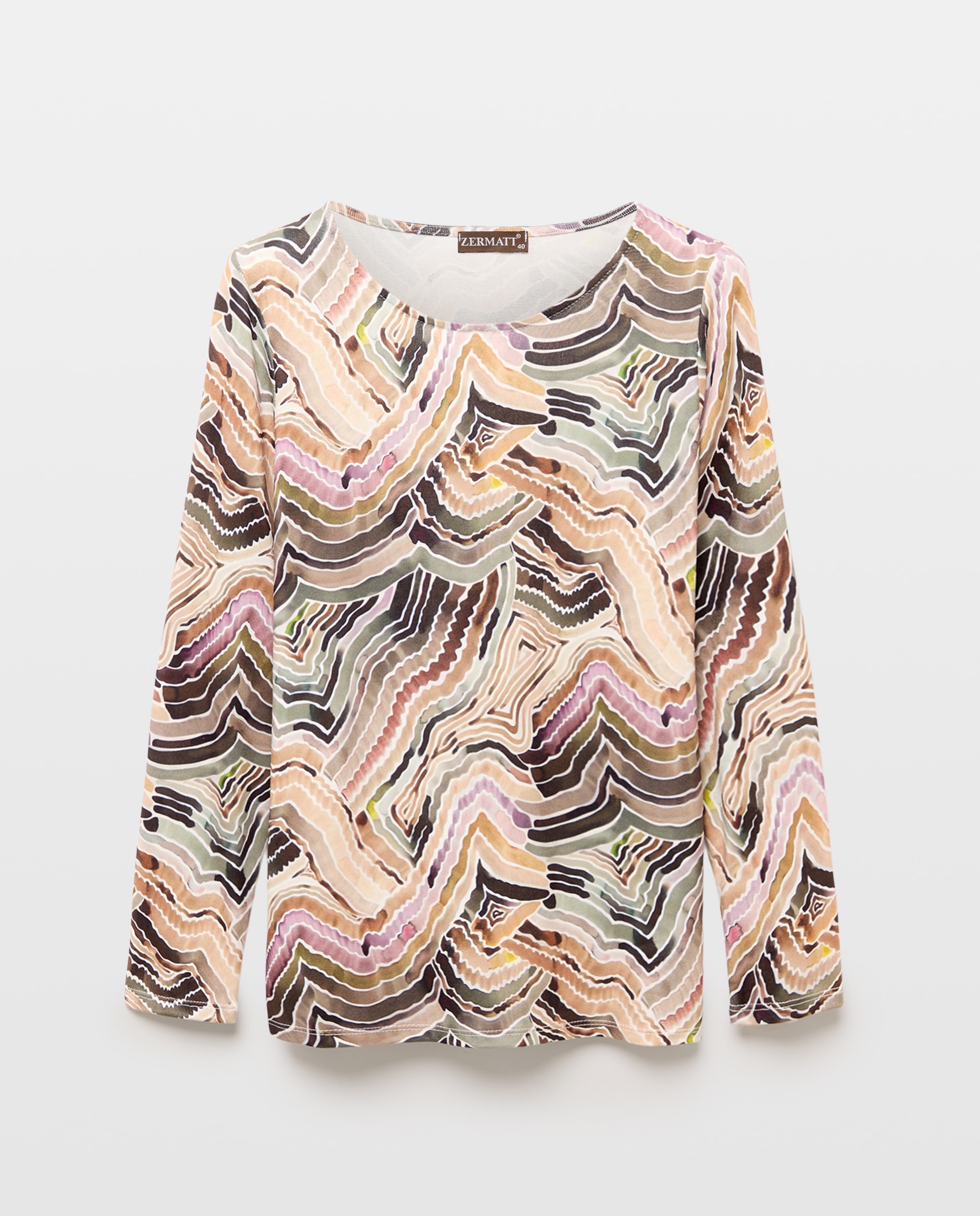 Camisola estampada de mulher com manga comprida Verde-4