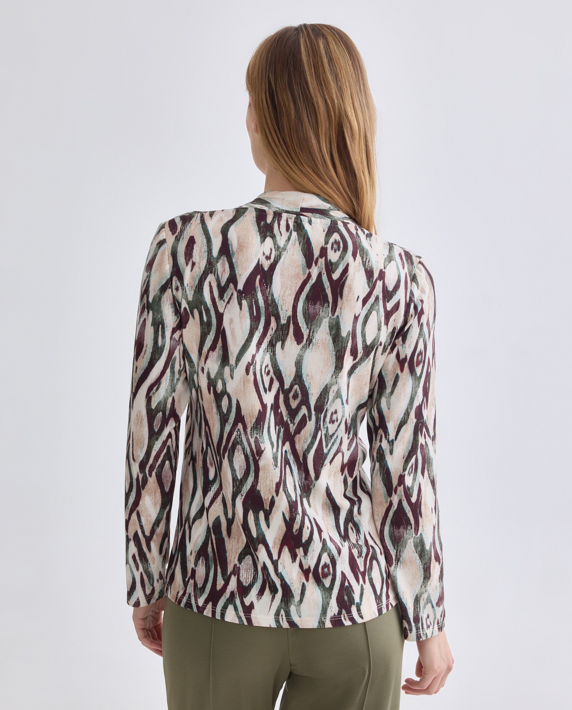 Camisola estampada de mulher com manga comprida Verde-3