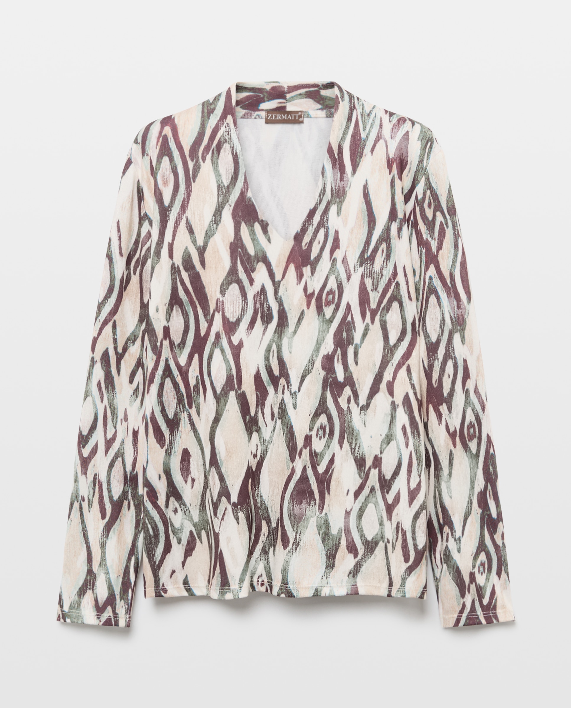 Camisola estampada de mulher com manga comprida Verde-4