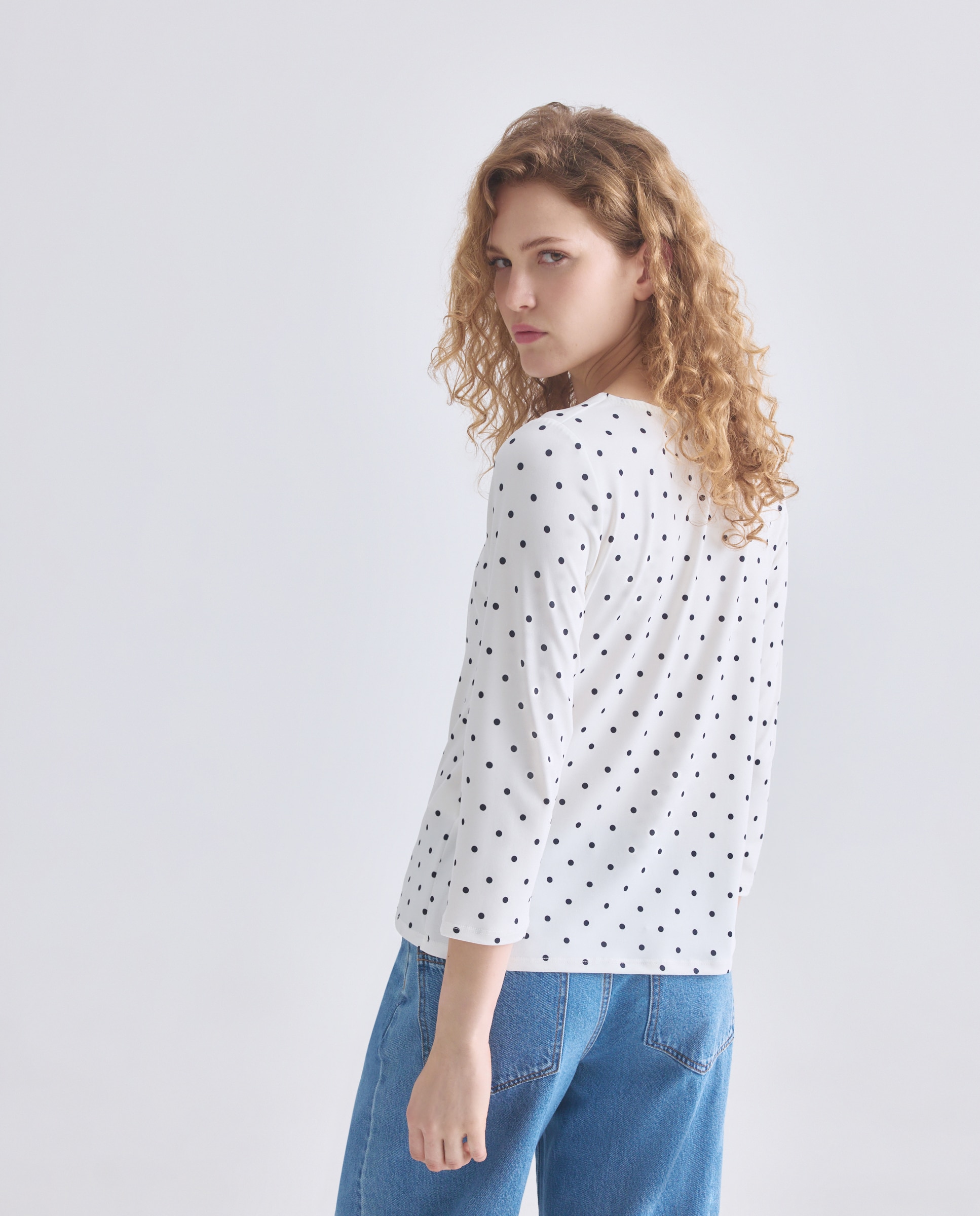 T-shirt estampada com manga 3/4 Natural-3