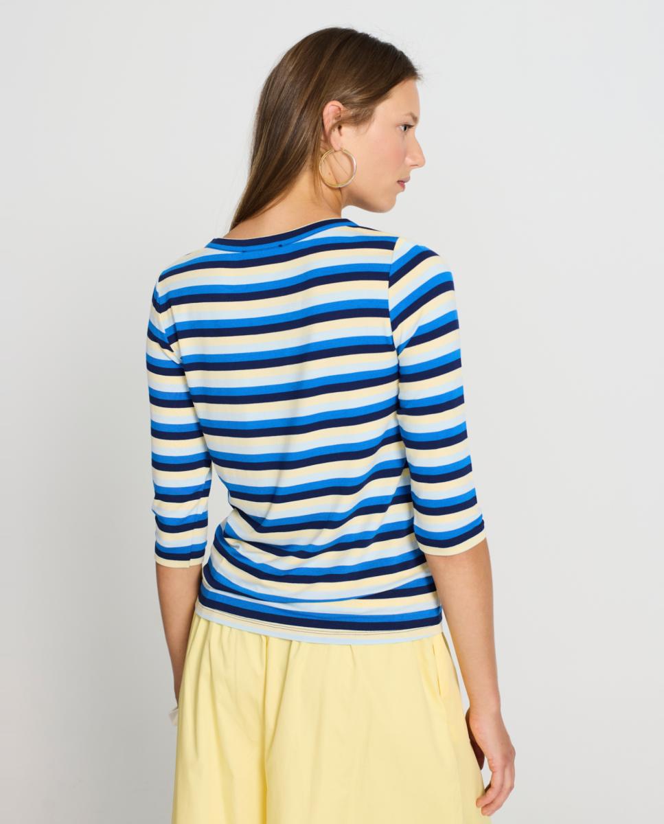 T-shirt com Gola Jelaba e Manga 3/4 Azul-marinho-2