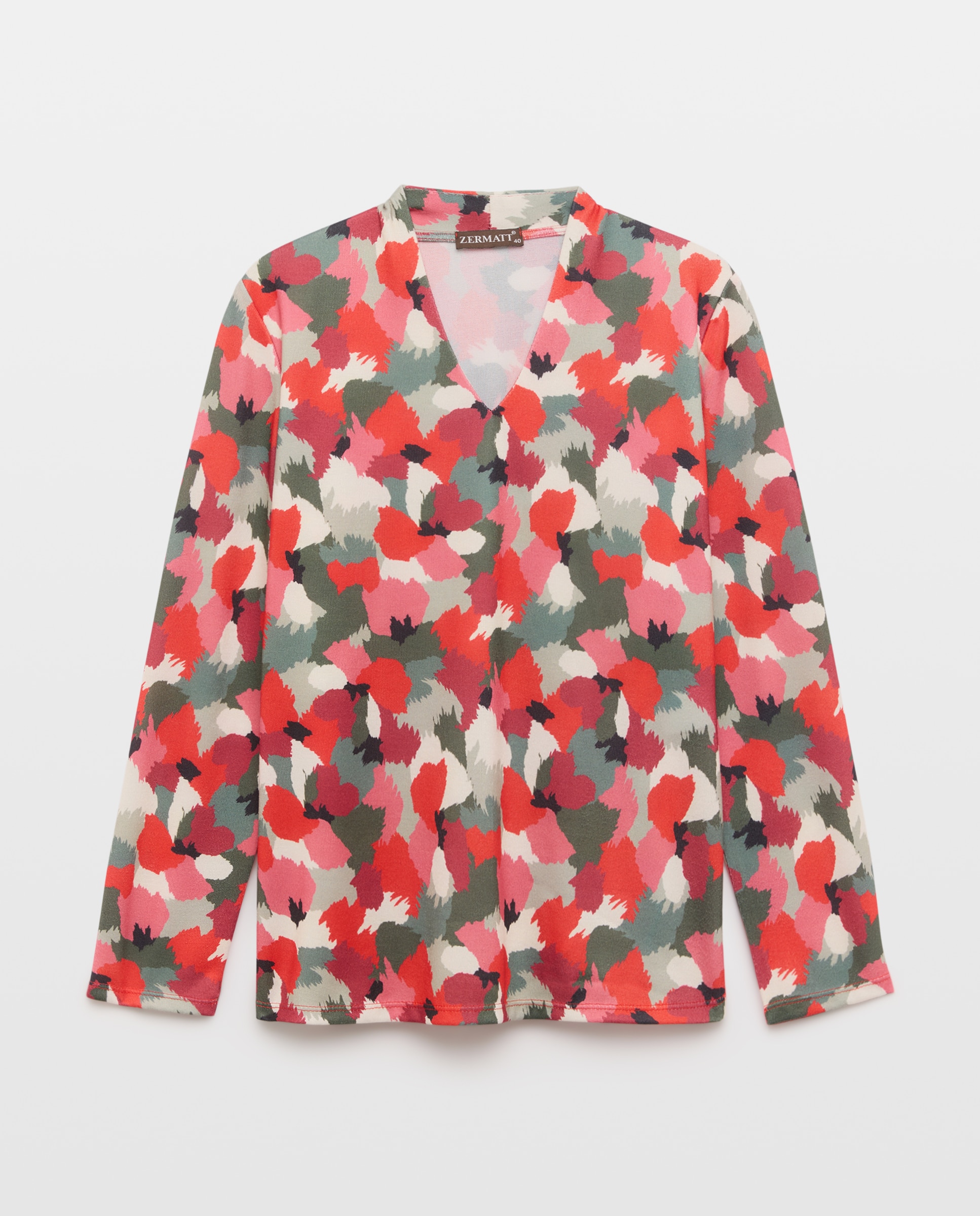 Camisola Estampada de Manga Comprida Vermelho-4